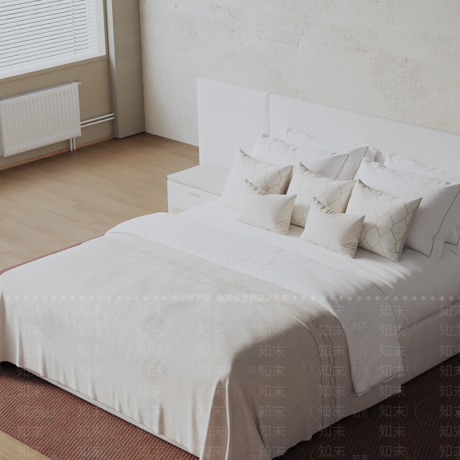 现代双人床3D模型下载【ID:1199245899】