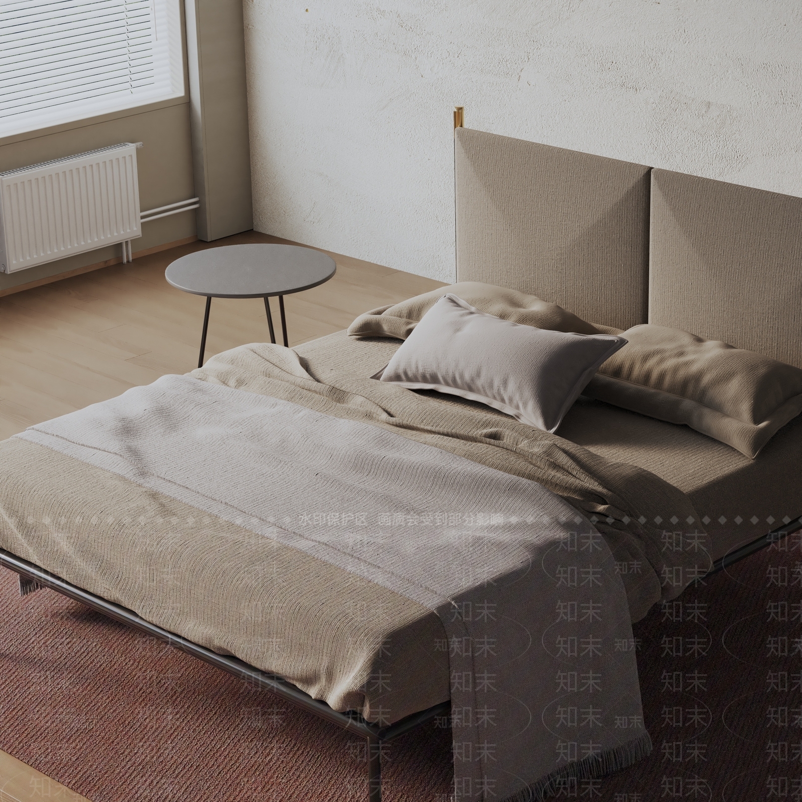 现代双人床3D模型下载【ID:1199246372】