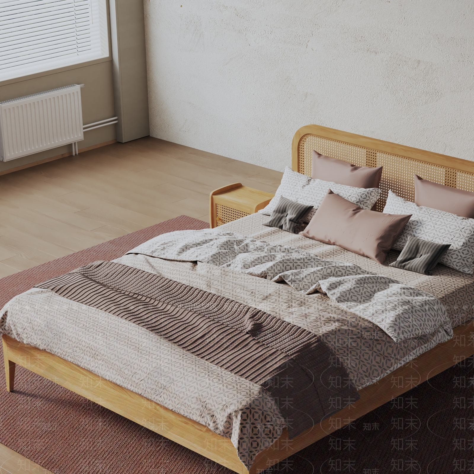 现代双人床3D模型下载【ID:1199247114】