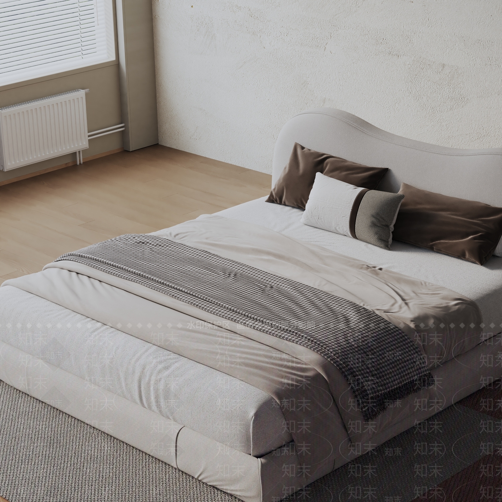 现代双人床3D模型下载【ID:1199249642】