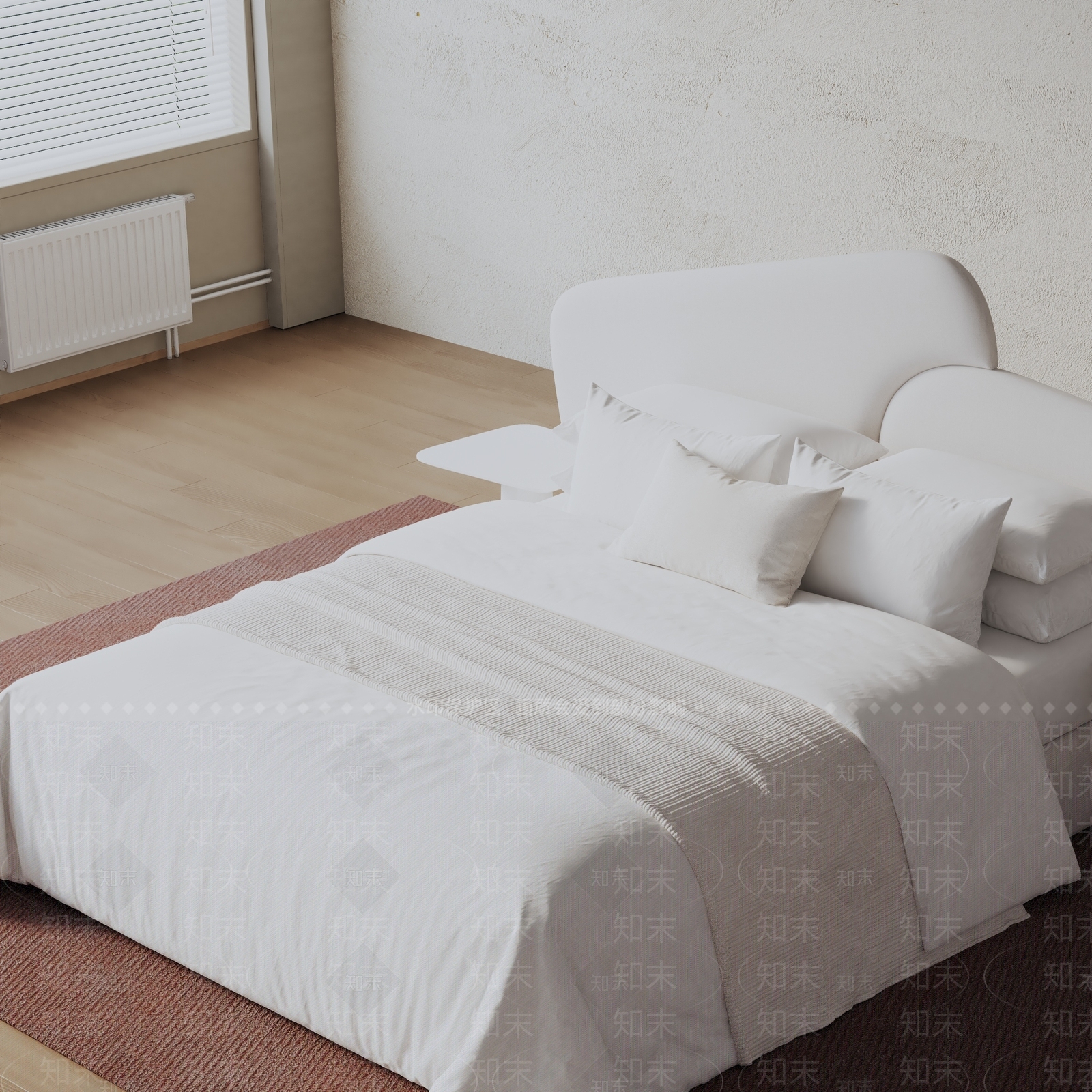 现代双人床3D模型下载【ID:1199249957】