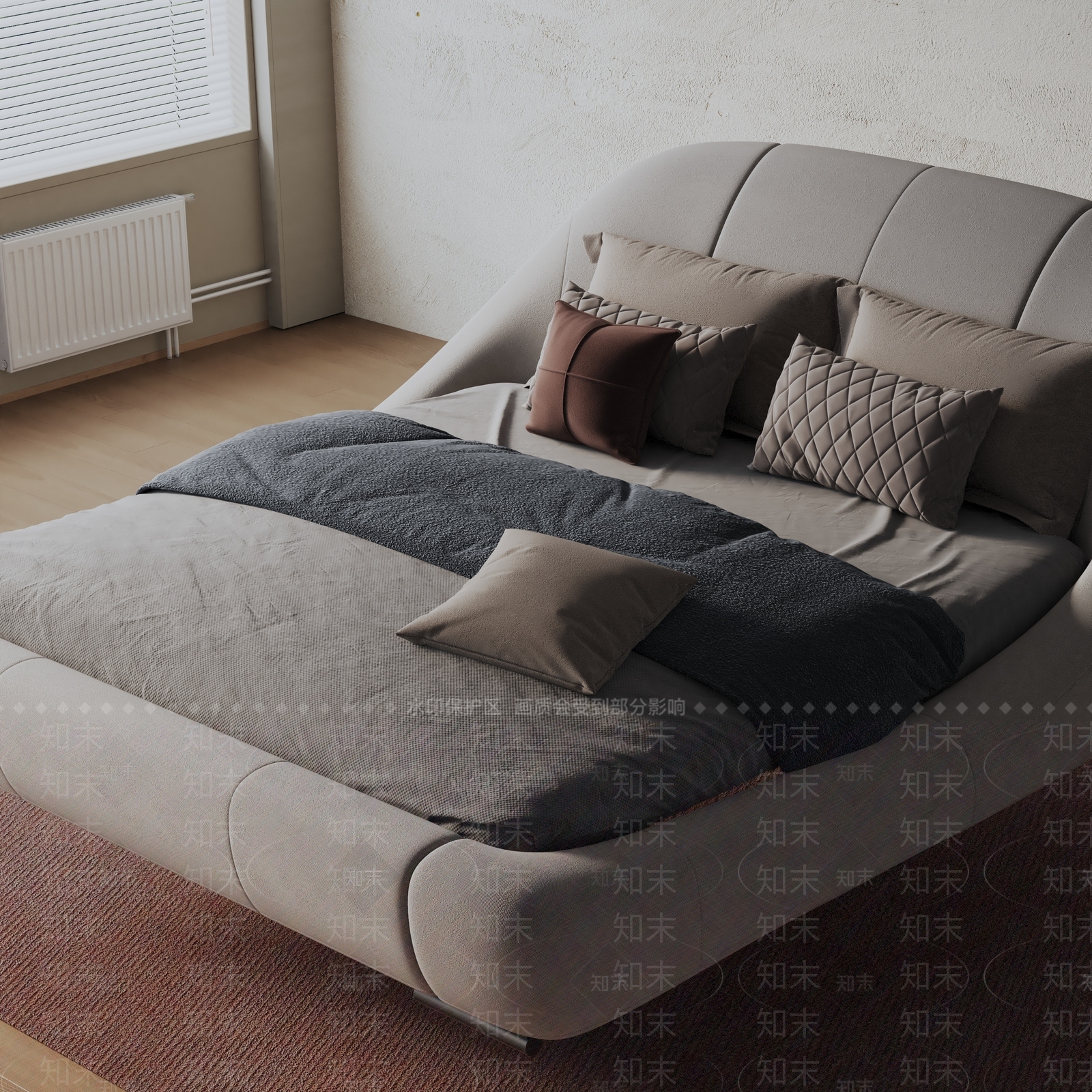 现代双人床3D模型下载【ID:1199251013】