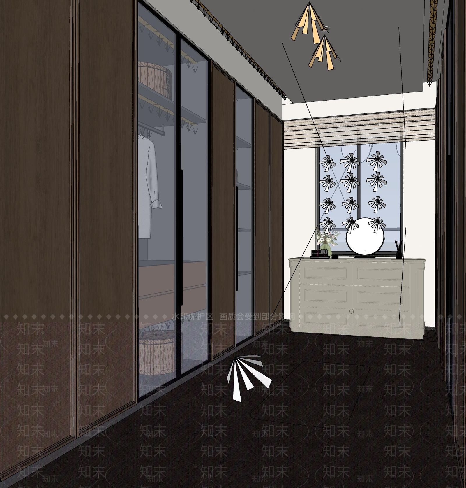 新中式中式衣帽间SU模型下载【ID:1199251724】
