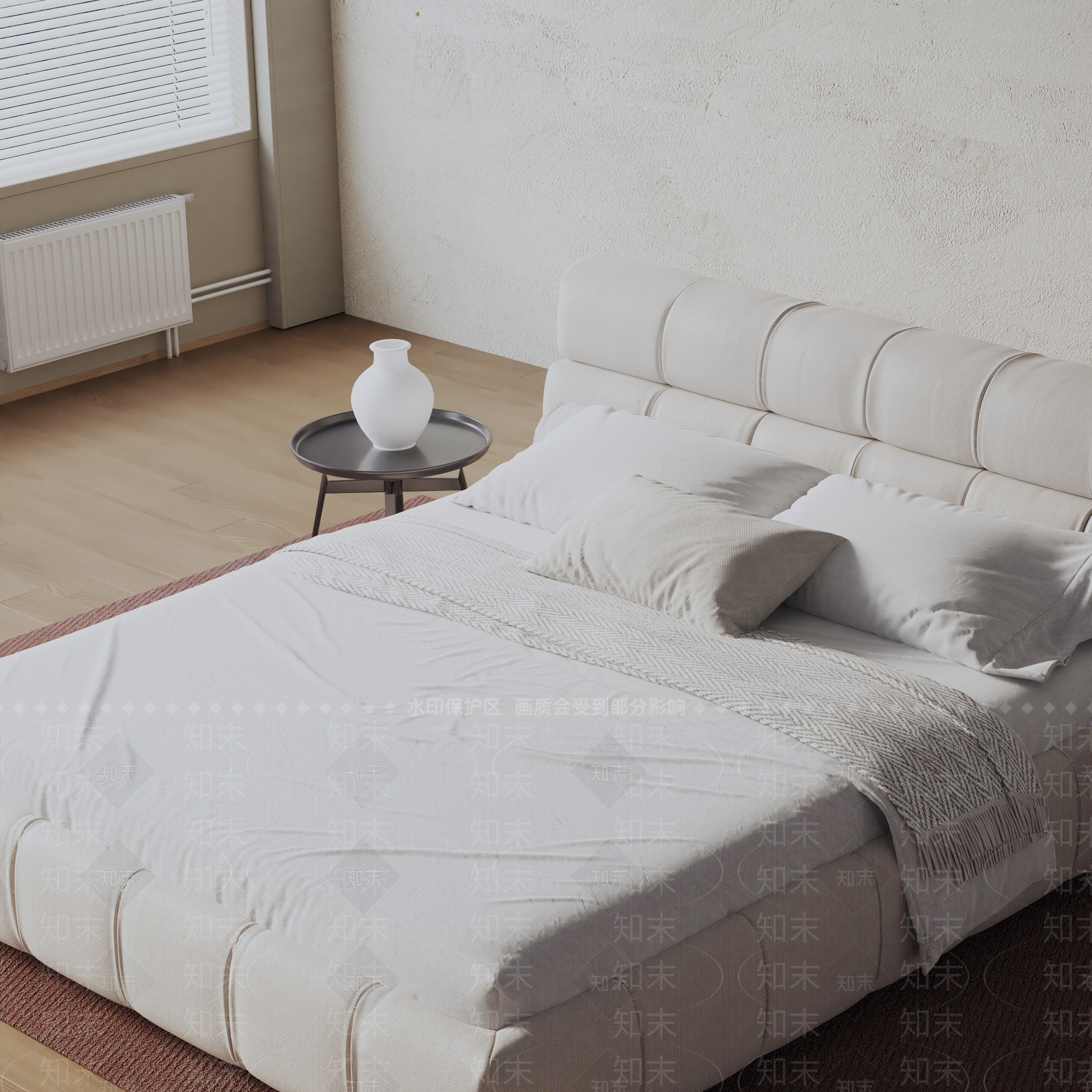 现代双人床3D模型下载【ID:1199252047】