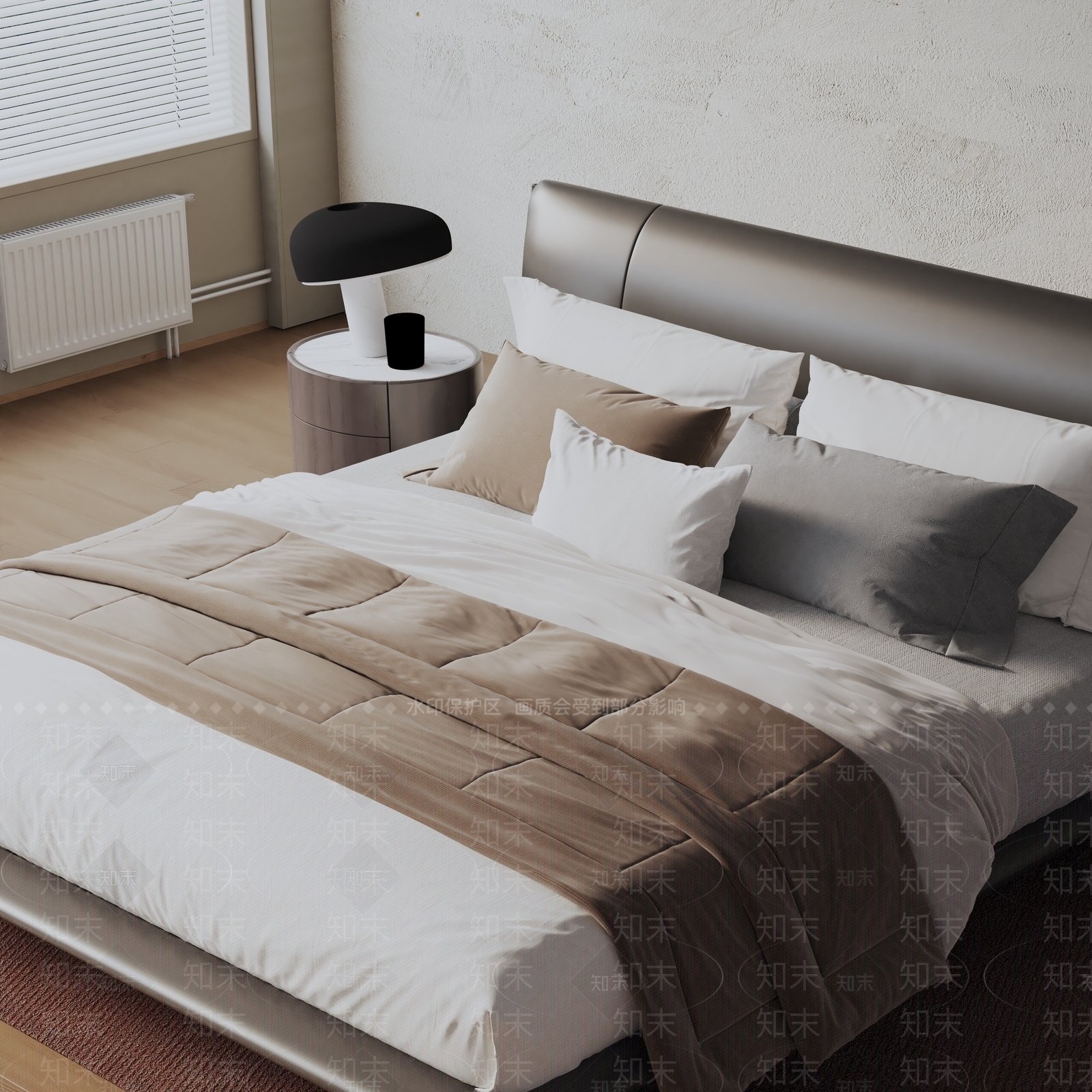 现代双人床3D模型下载【ID:1199253238】