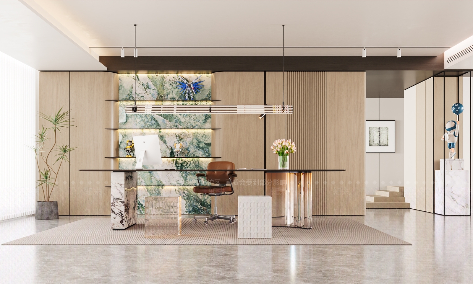 现代轻奢开放式书房3D模型下载【ID:1199254255】