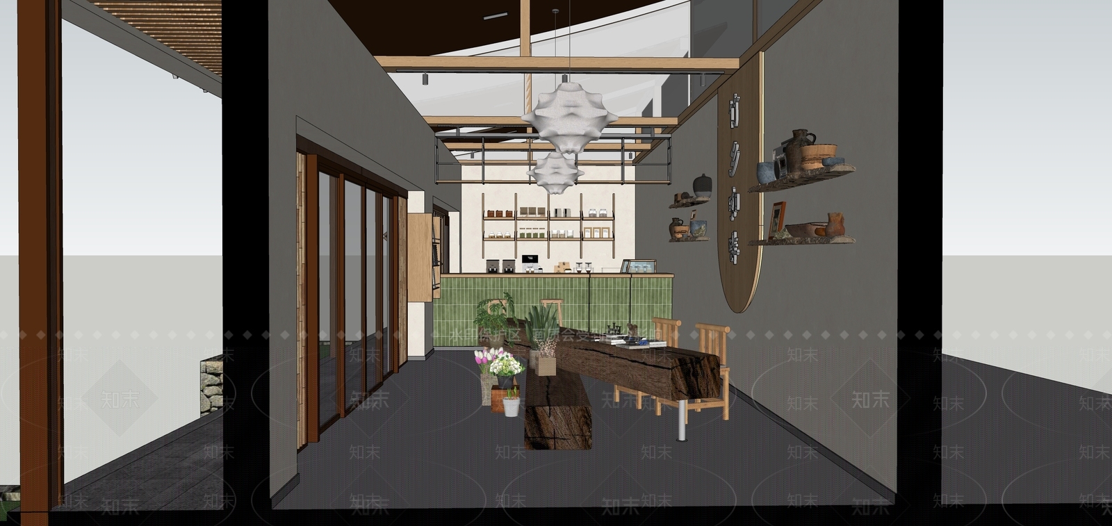 现代咖啡厅SU模型下载【ID:1199257522】