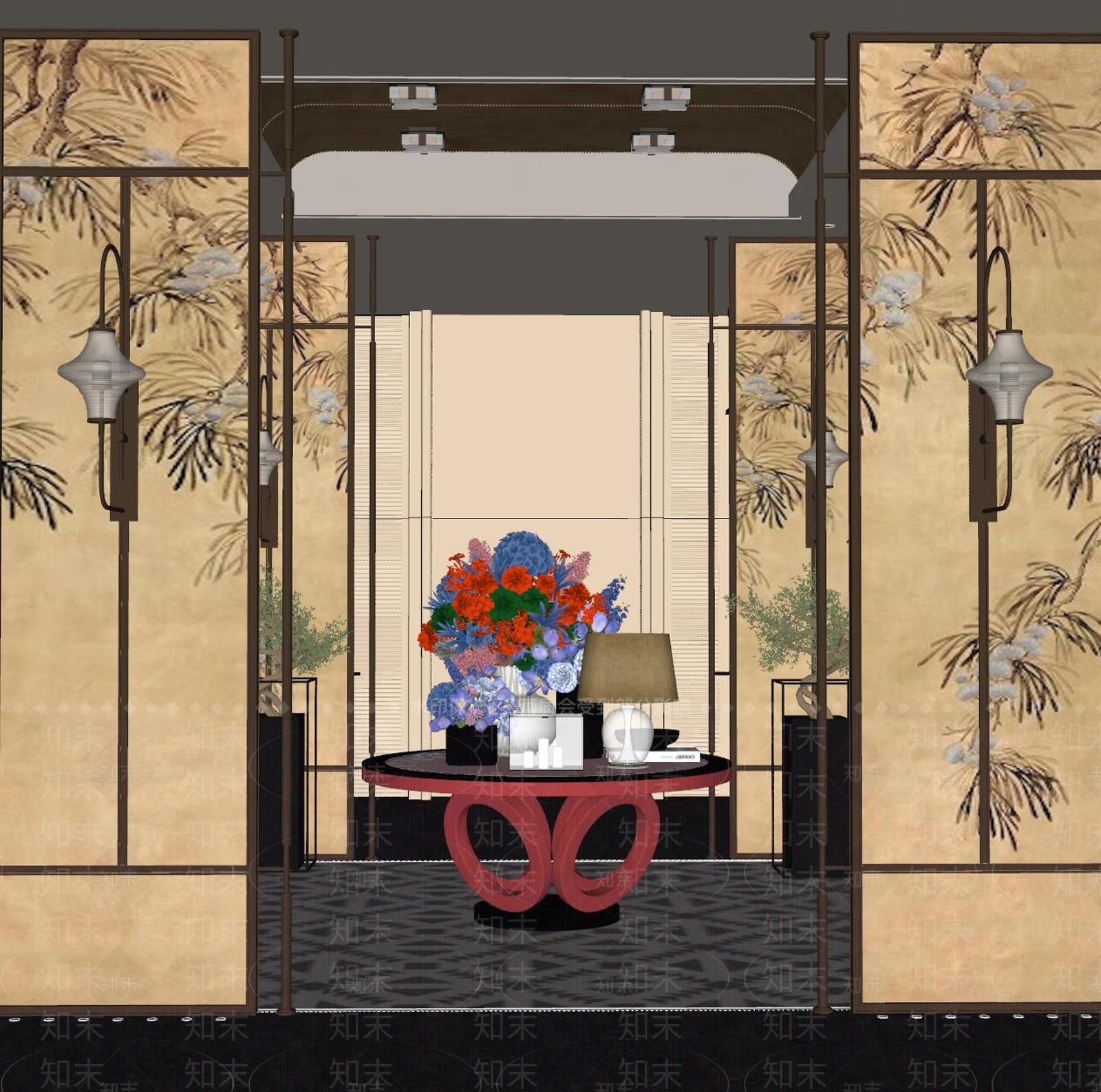 现代酒店大堂SU模型下载【ID:1199257589】