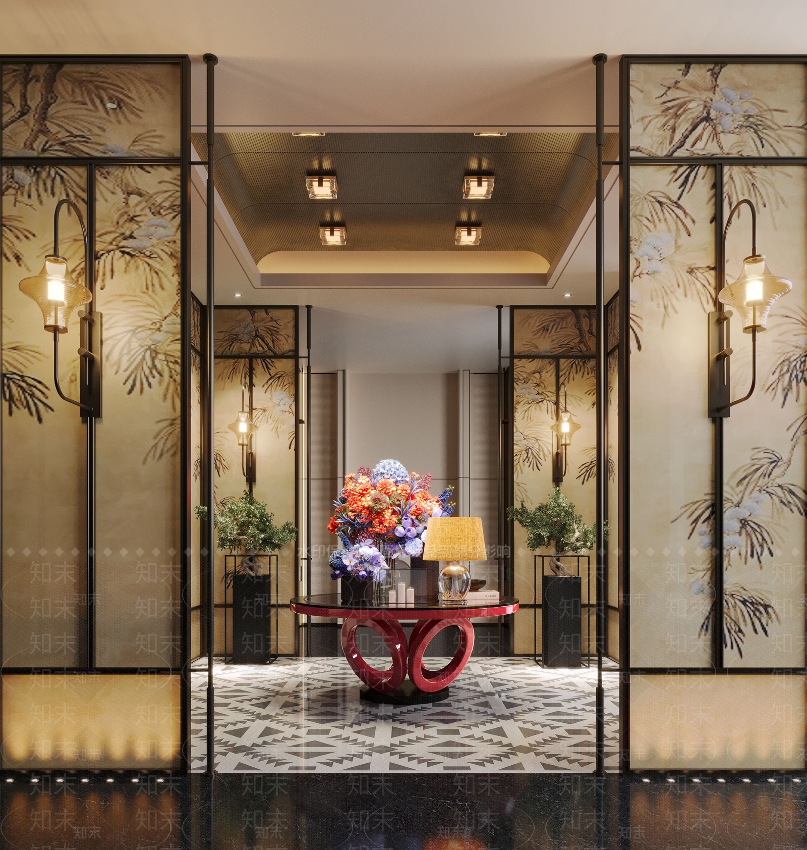 现代酒店大堂SU模型下载【ID:1199257589】