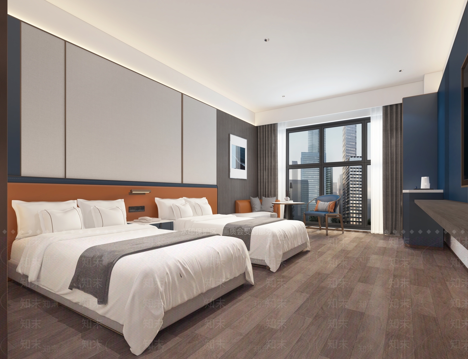 现代极简酒店客房3D模型下载【ID:1199257682】