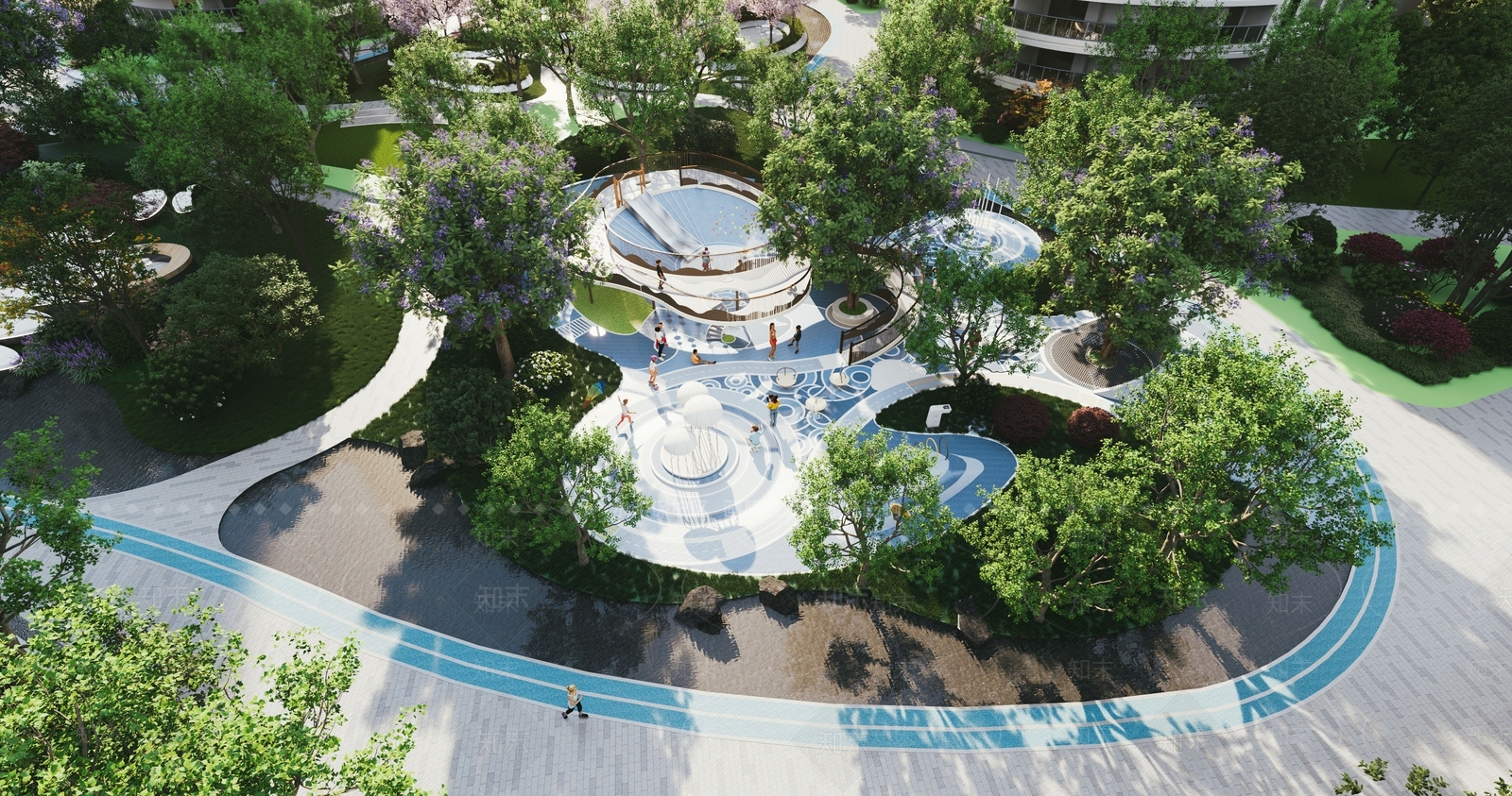 现代小区景观SU模型下载【ID:1199259764】