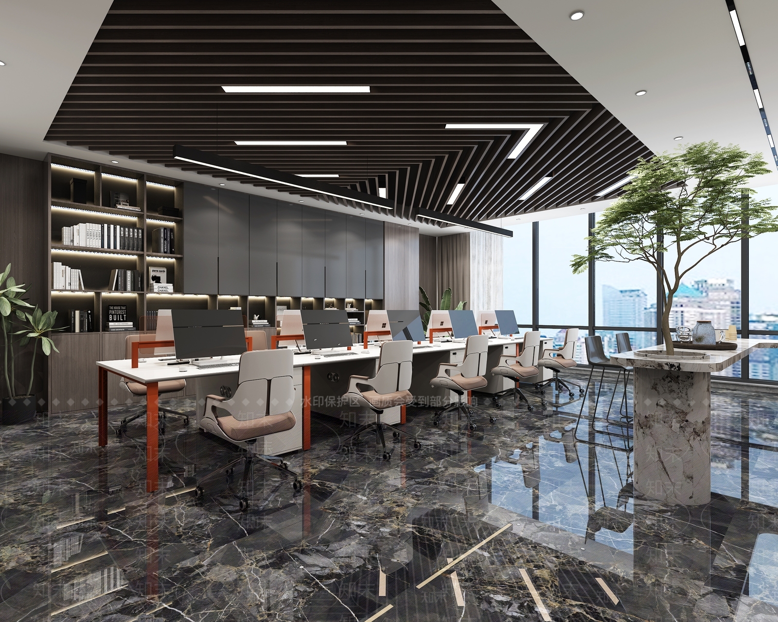 现代办公大厅3D模型下载【ID:1199261624】