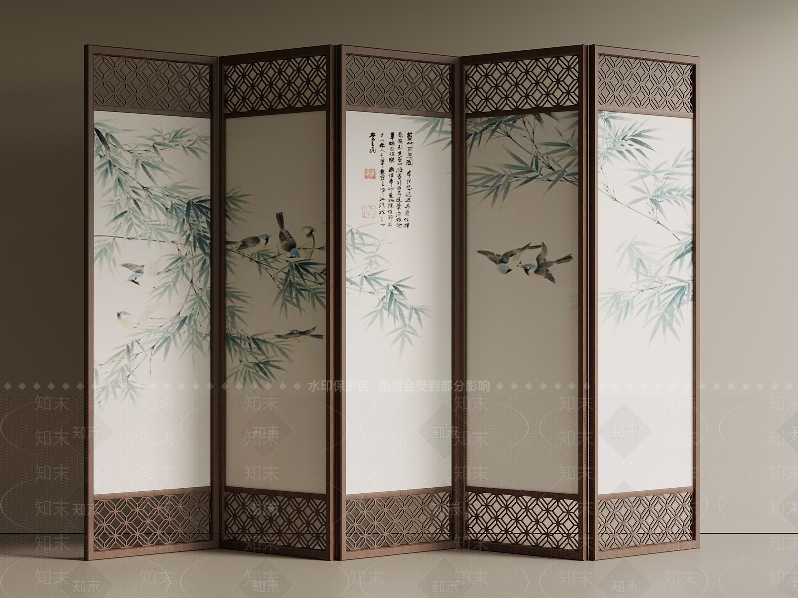 新中式中式屏风SU模型下载【ID:1199261468】