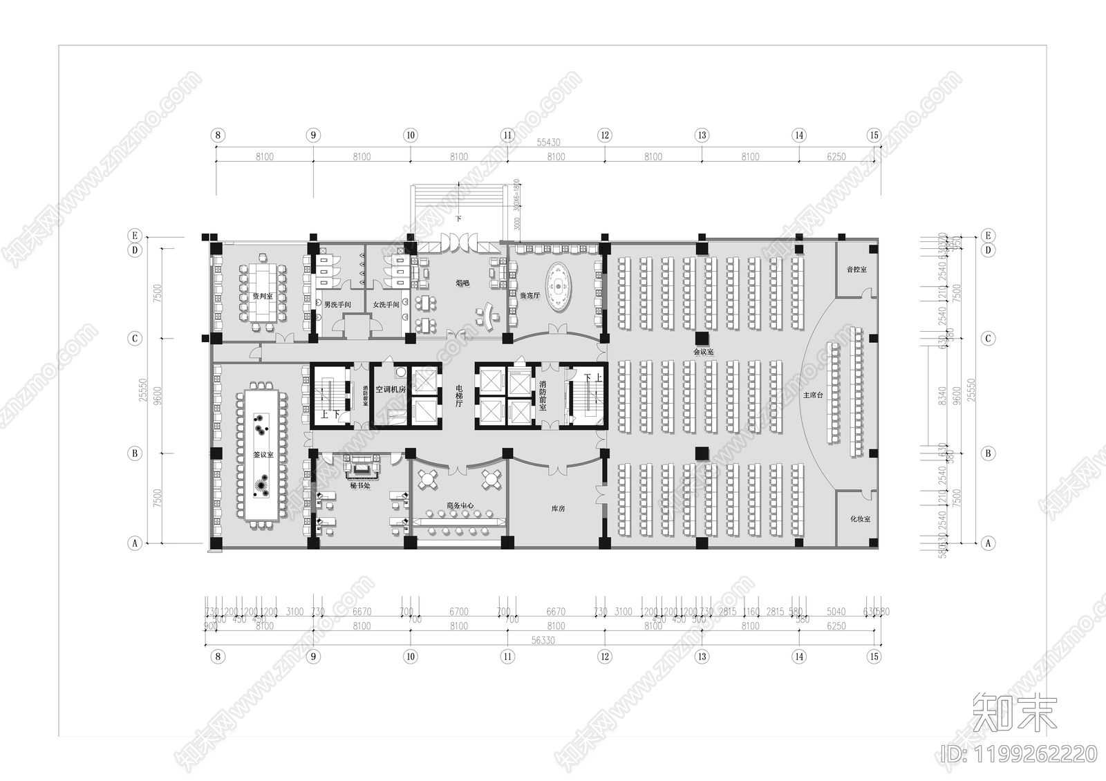 其他办公空间cad施工图下载【ID:1199262220】