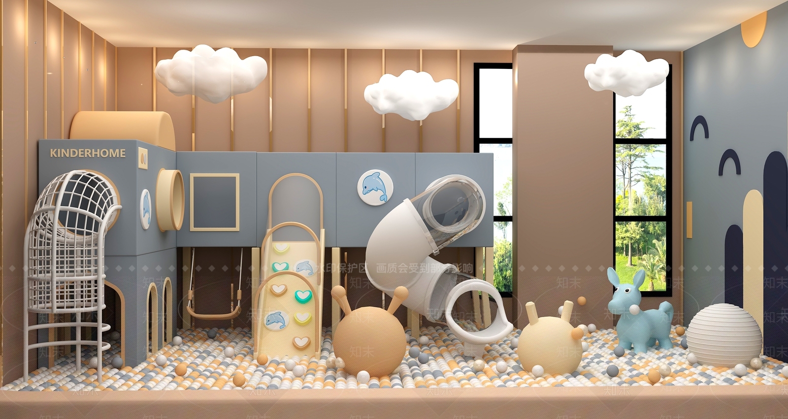 现代儿童游乐空间SU模型下载【ID:1199267939】