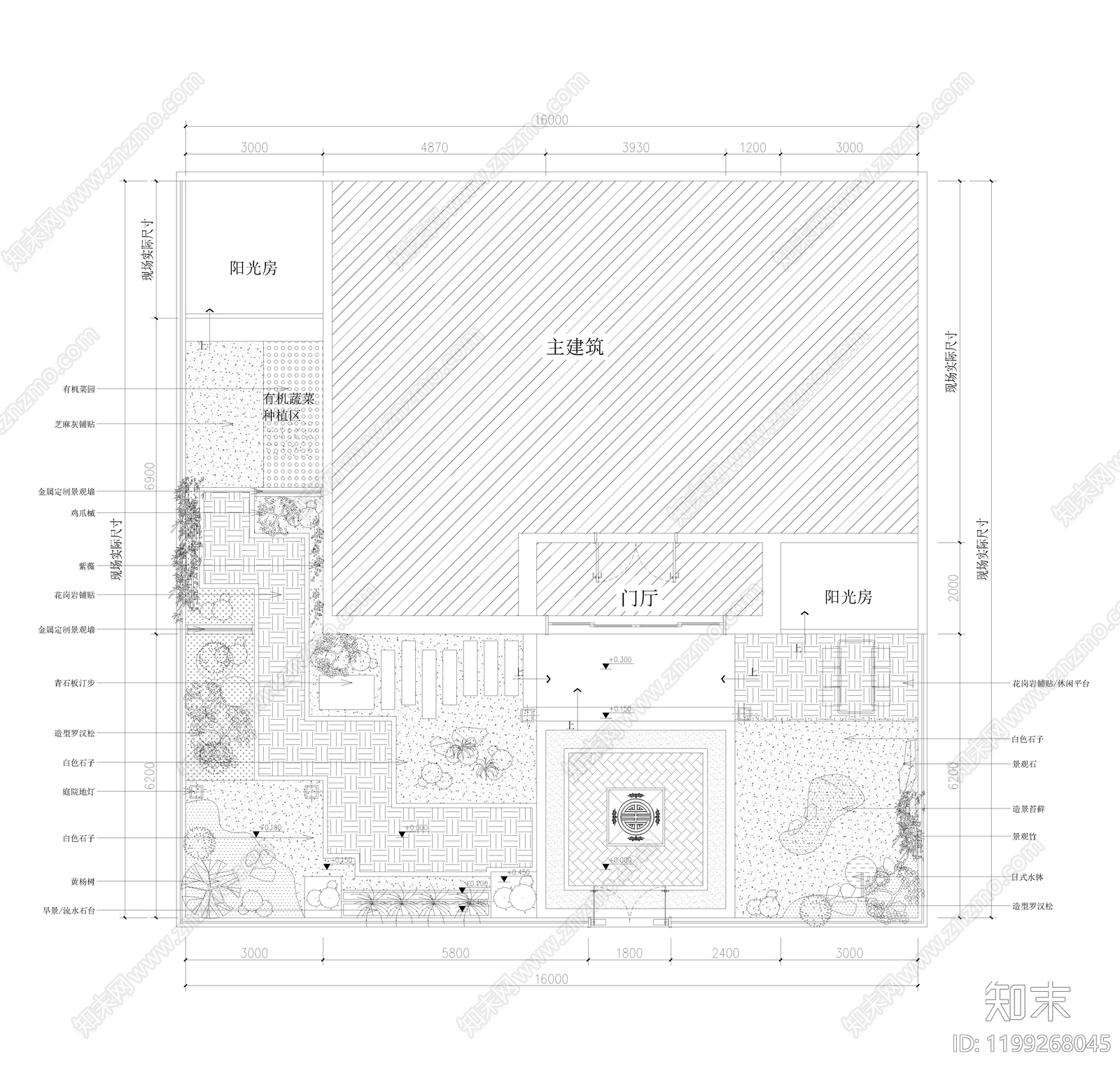 现代庭院cad施工图下载【ID:1199268045】