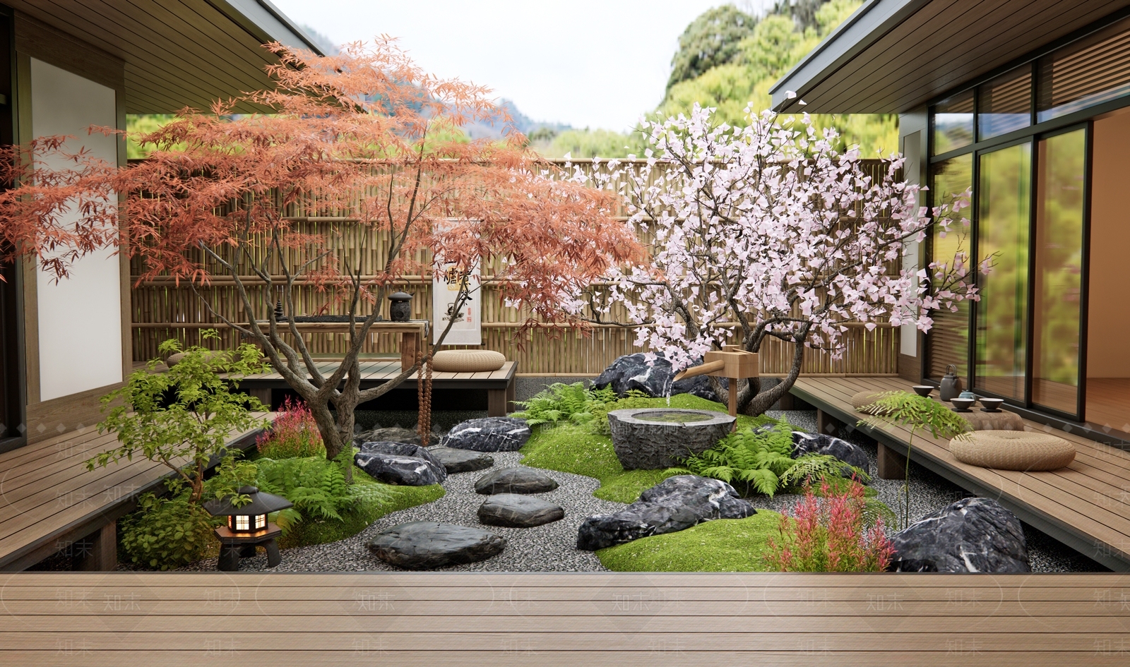 日式禅意庭院3D模型下载【ID:1199268288】