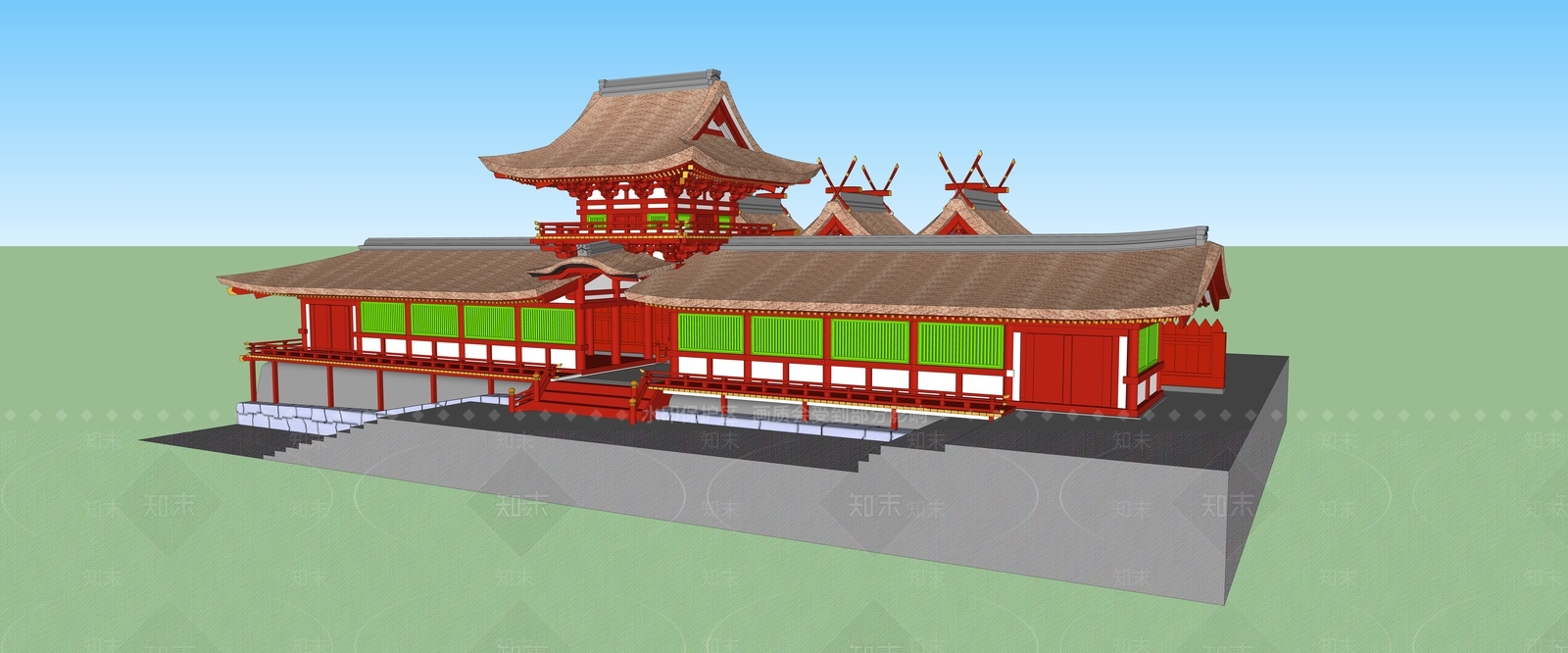 中式寺庙建筑SU模型下载【ID:1199272264】