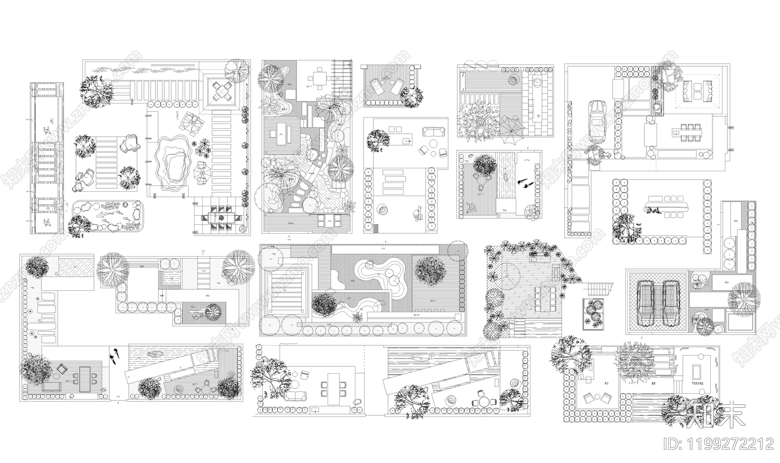 现代庭院施工图下载【ID:1199272212】