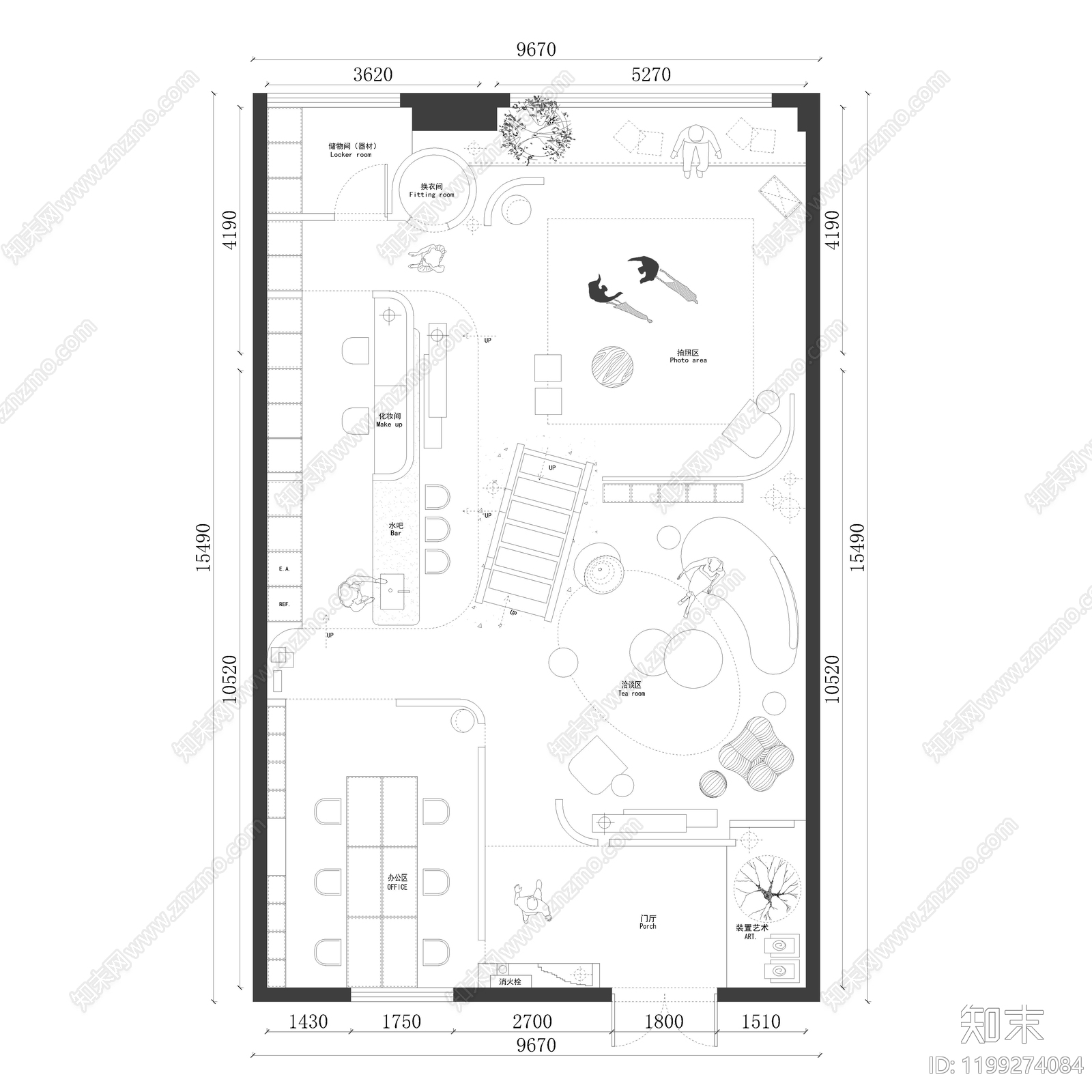 现代直播间cad施工图下载【ID:1199274084】