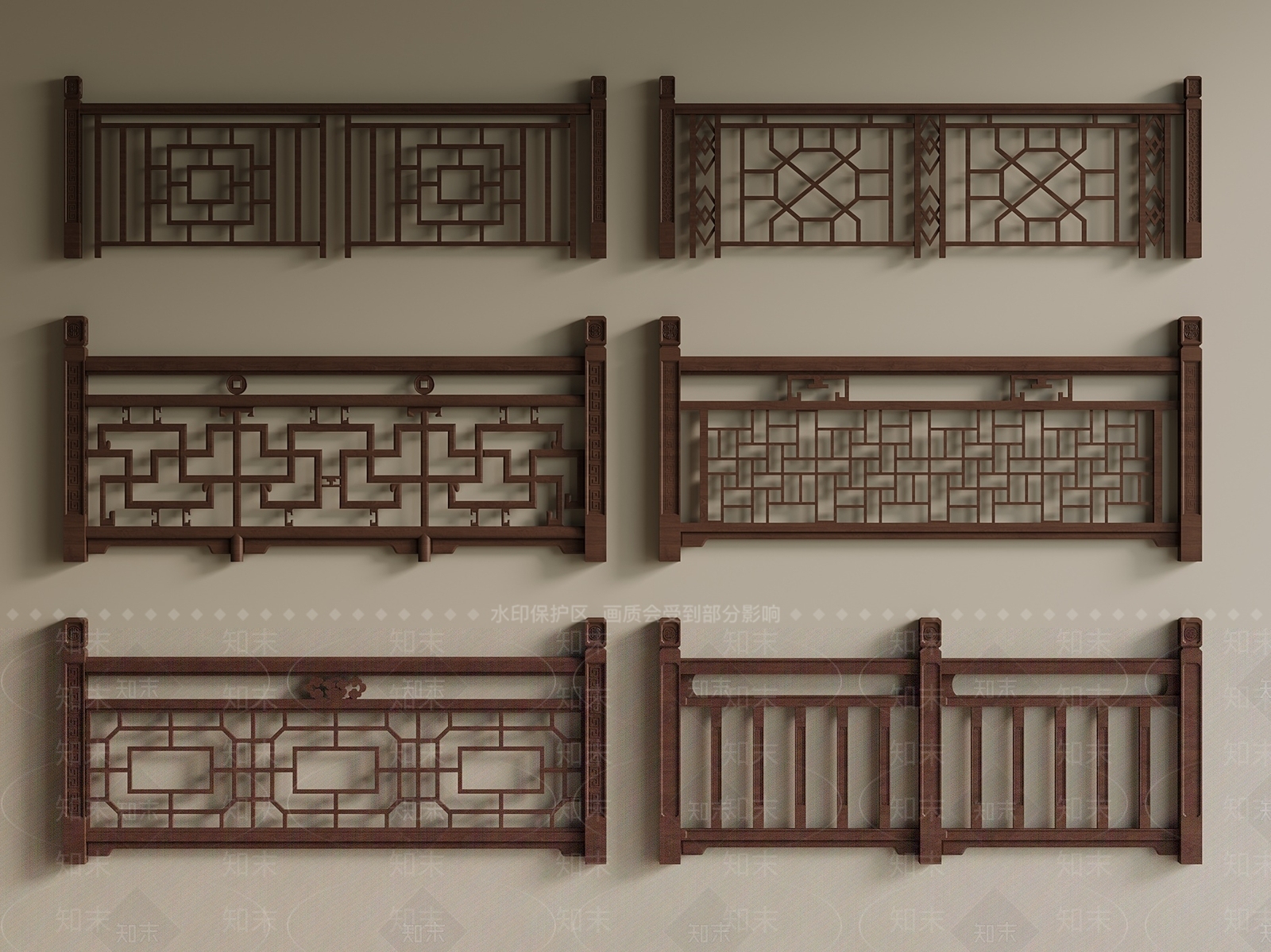 新中式中式围栏护栏SU模型下载【ID:1199274540】
