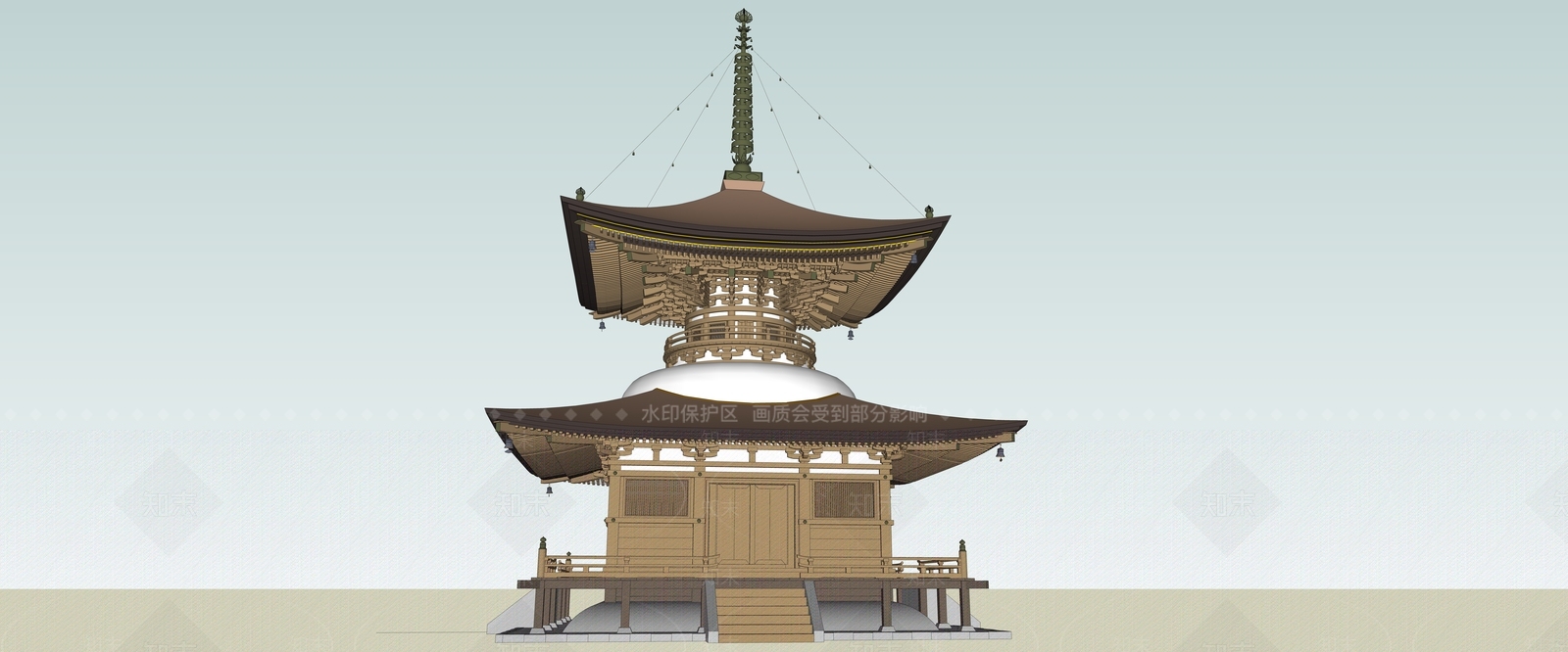 中式古建筑SU模型下载【ID:1199276727】
