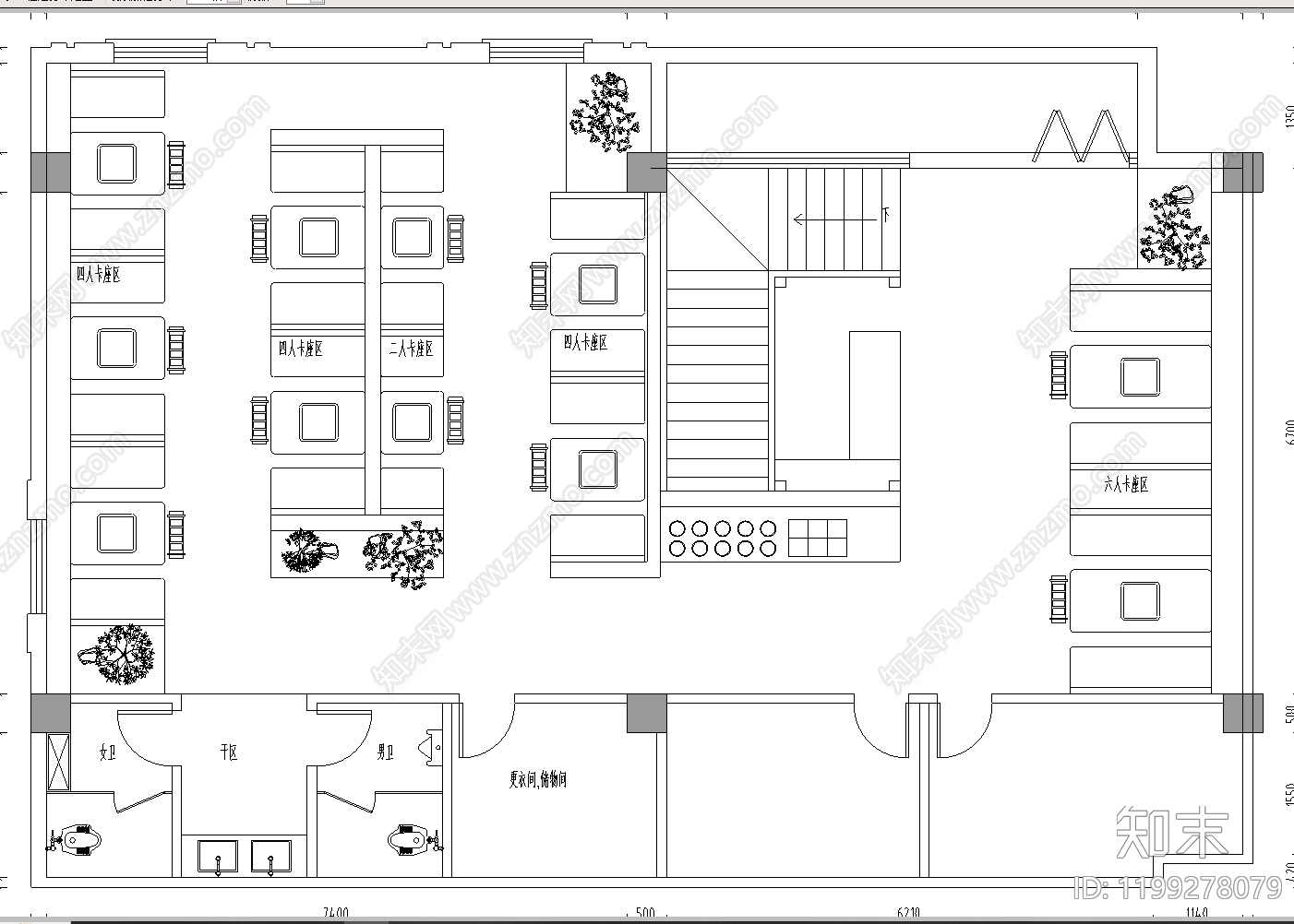 现代火锅店cad施工图下载【ID:1199278079】