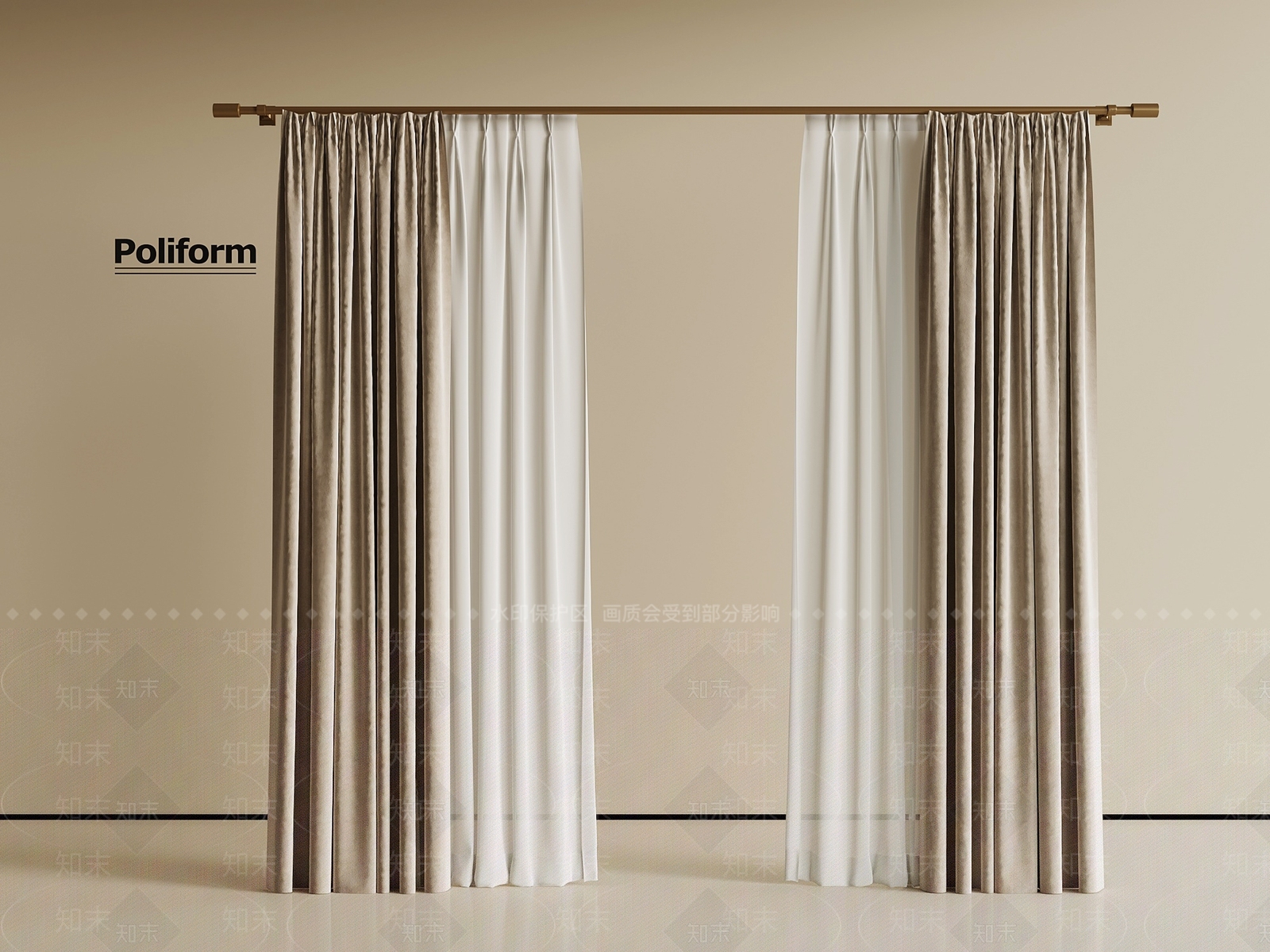 现代通用窗帘3D模型下载【ID:1199279496】