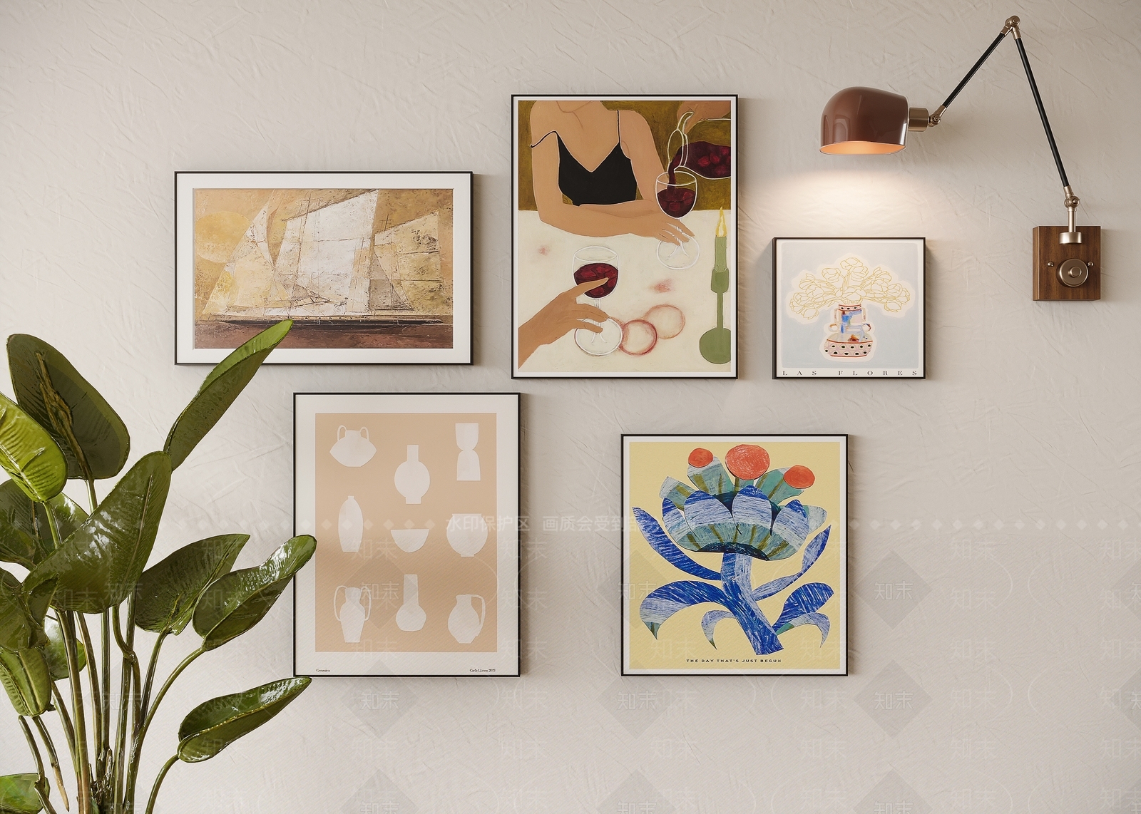 现代奶油挂画组合SU模型下载【ID:1199279809】