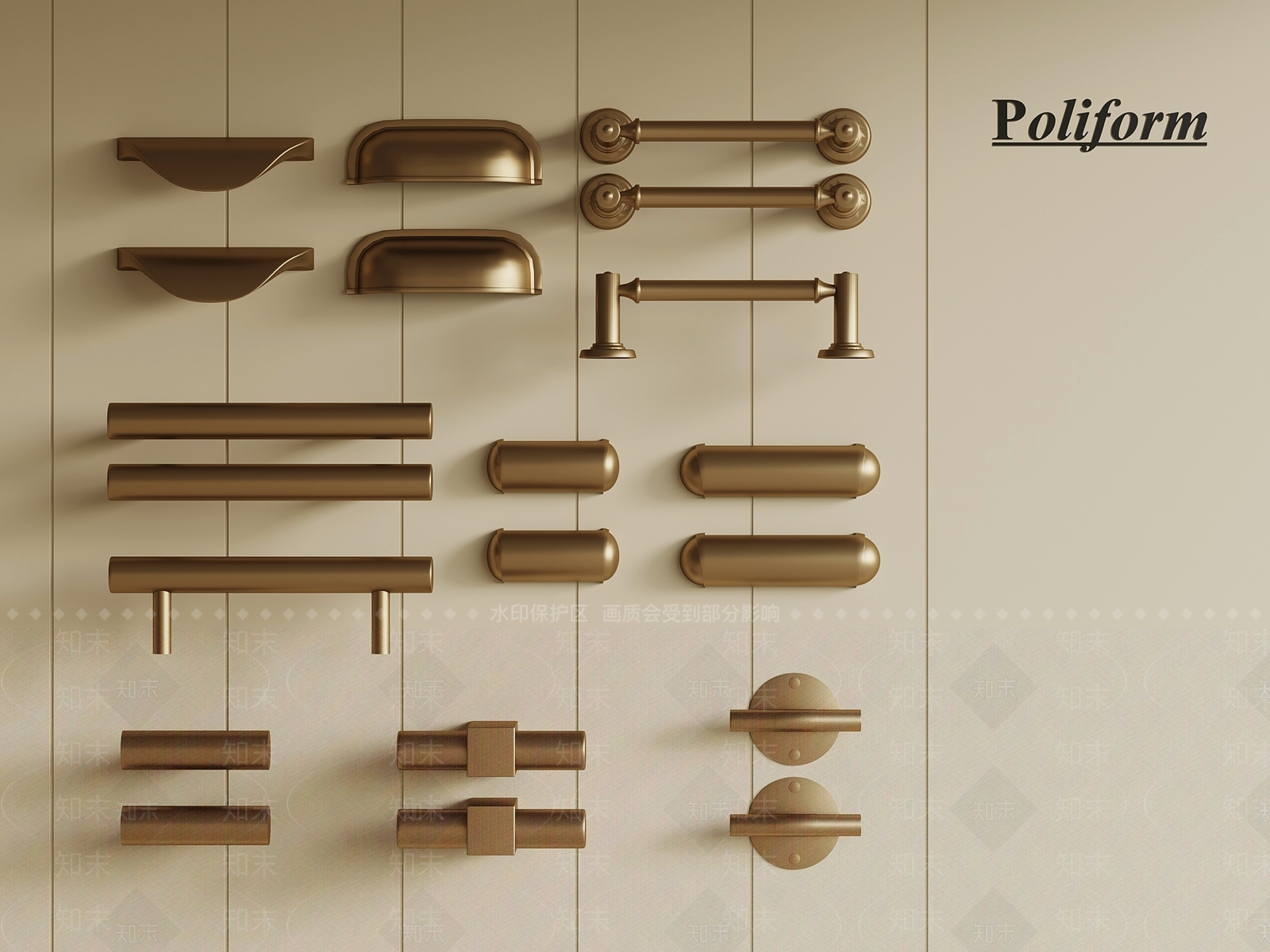 法式中古拉手3D模型下载【ID:1199283584】