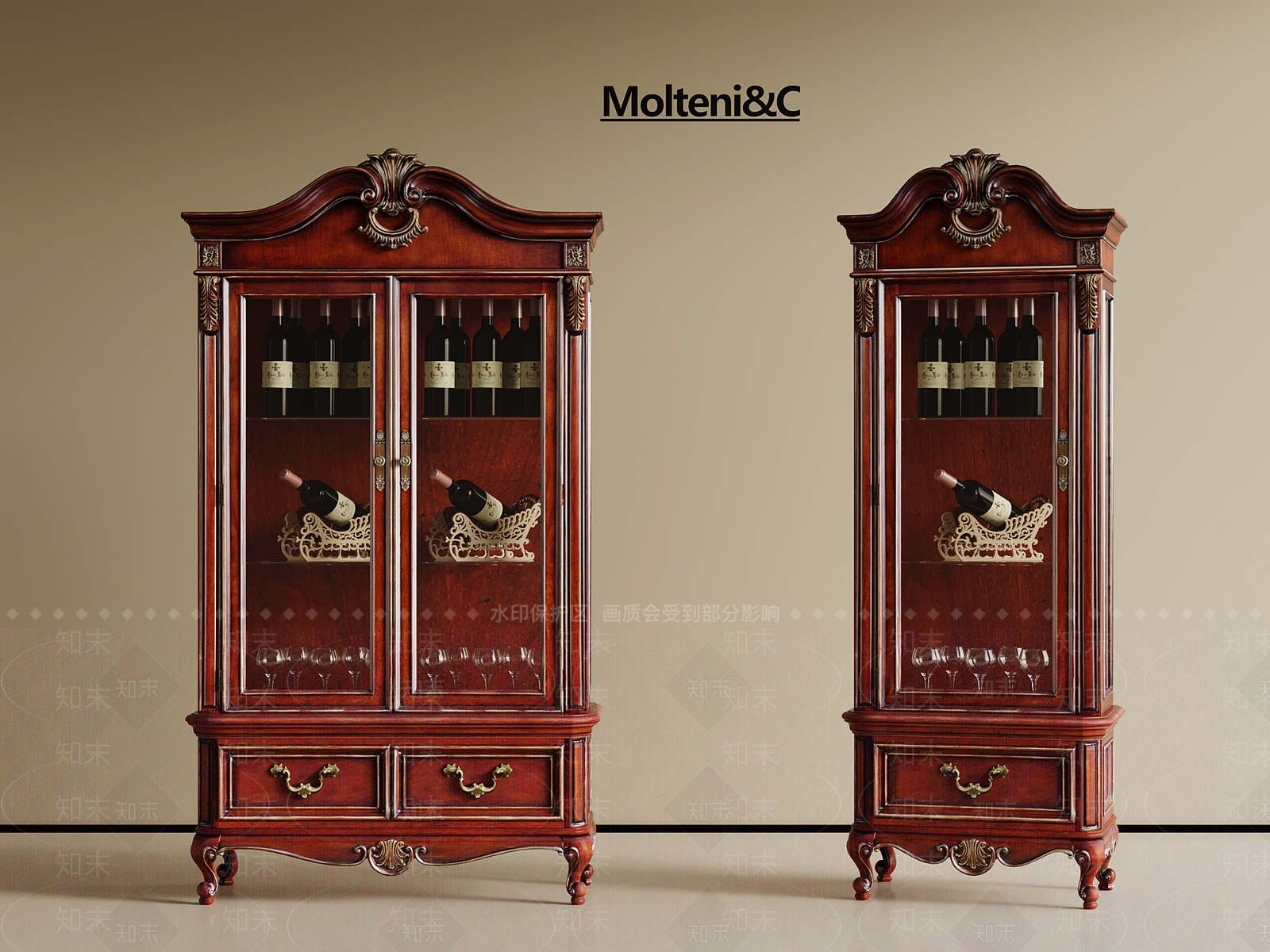 欧式酒柜SU模型下载【ID:1199286294】