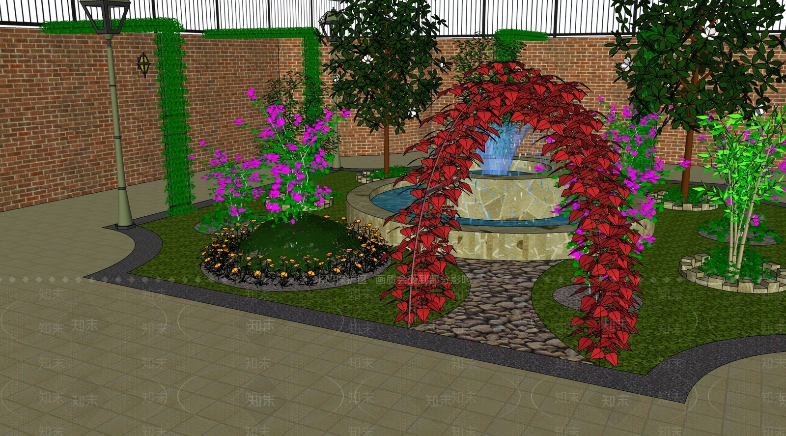 现代屋顶花园SU模型下载【ID:1199292359】