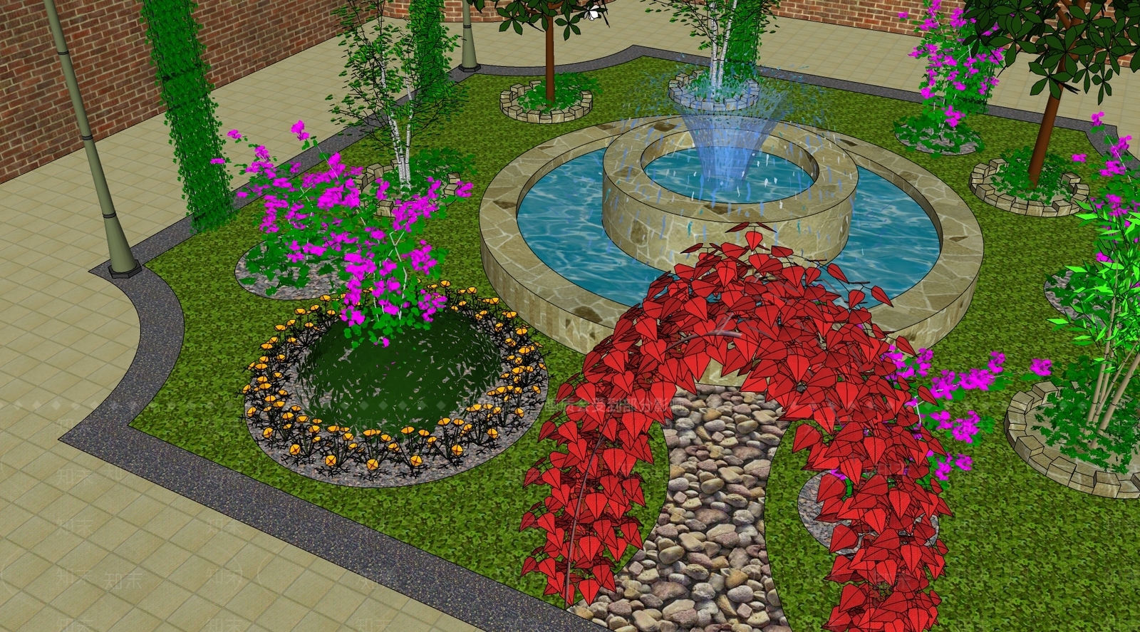 现代屋顶花园SU模型下载【ID:1199292359】