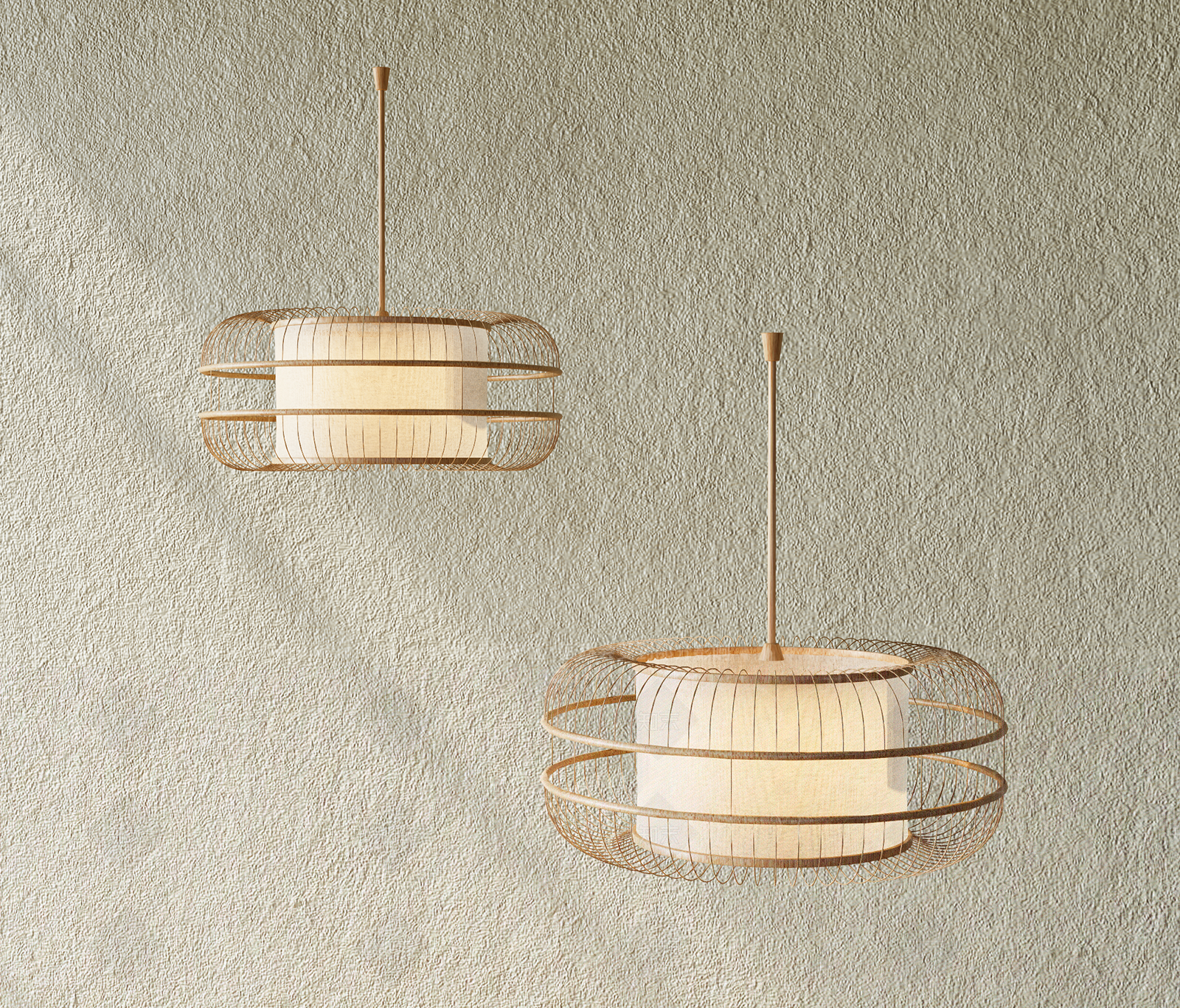 新中式原木艺术吊灯3D模型下载【ID:1199294246】