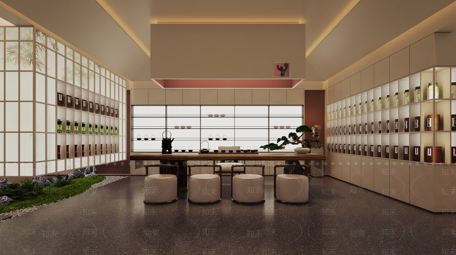 奶油新中式茶叶店3D模型下载【ID:1199294522】