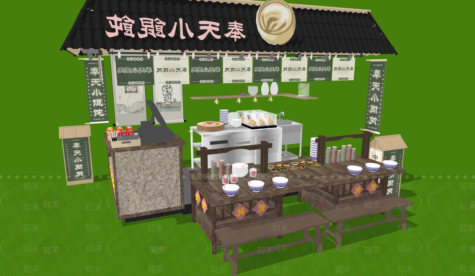 餐车SU模型下载【ID:1199295433】