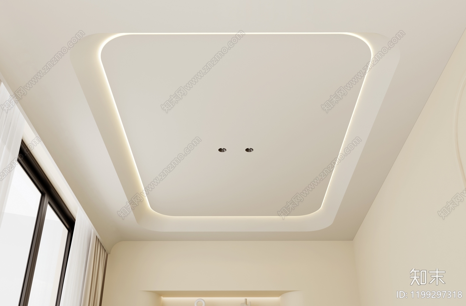 极简奶油吊顶SU模型下载【ID:1199297318】