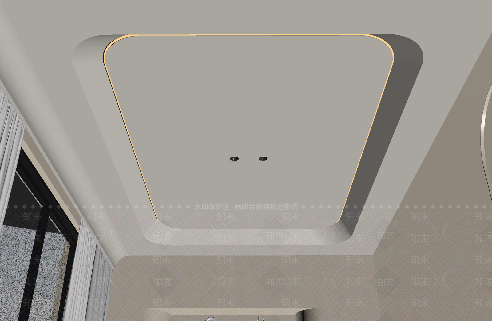 极简奶油吊顶SU模型下载【ID:1199297318】