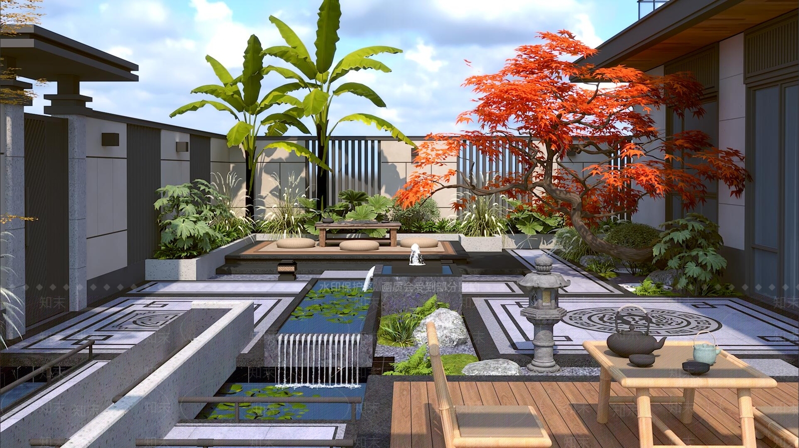 新中式住宅景观3D模型下载【ID:1199298981】