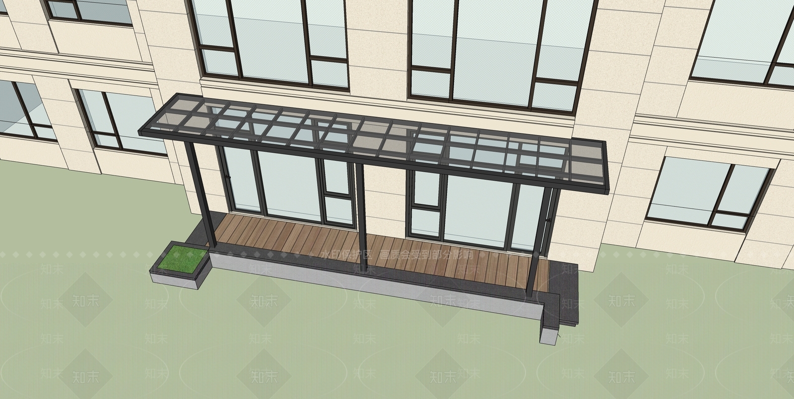 现代雨棚SU模型下载【ID:1199302522】