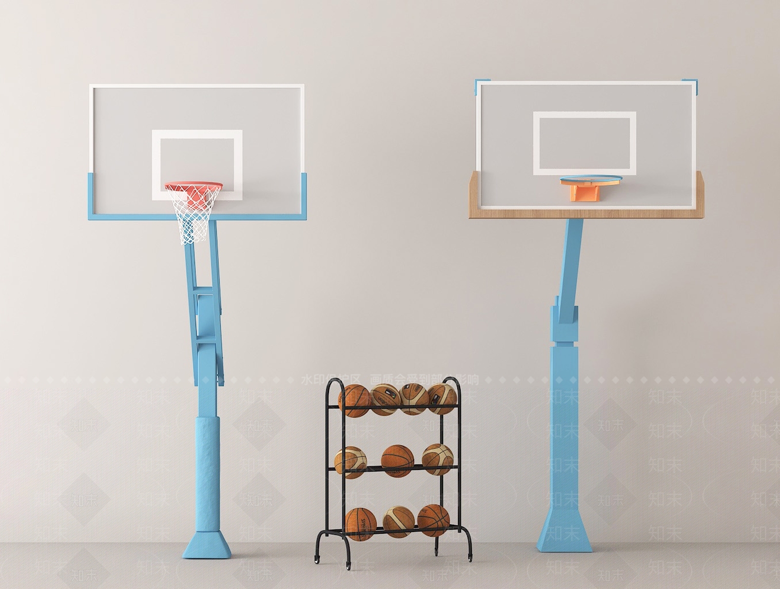 现代中式篮球场SU模型下载【ID:1199305274】