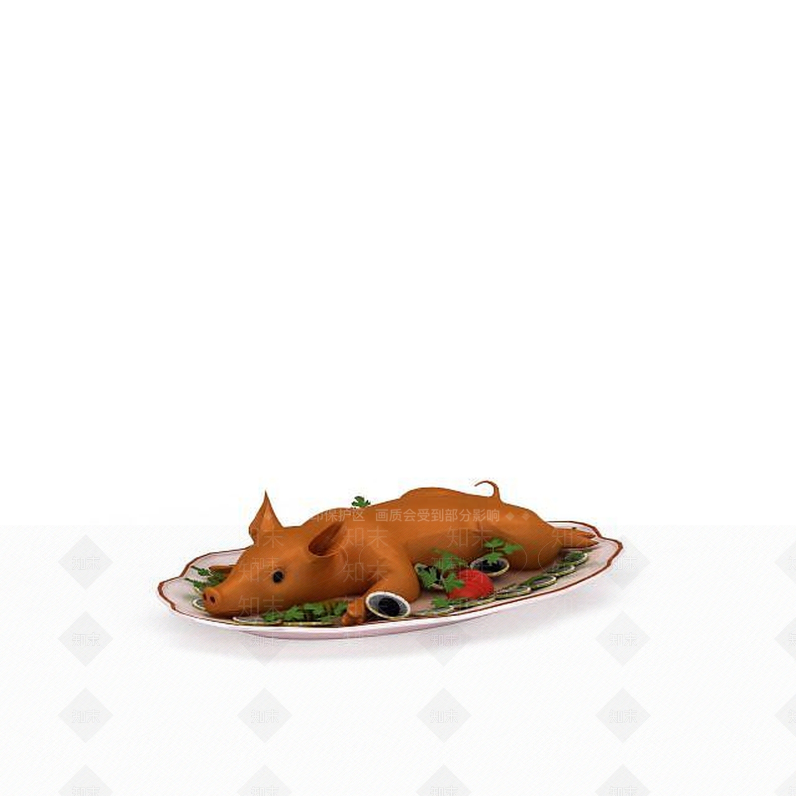 现代餐盘烤乳猪3D模型下载【ID:1199309799】