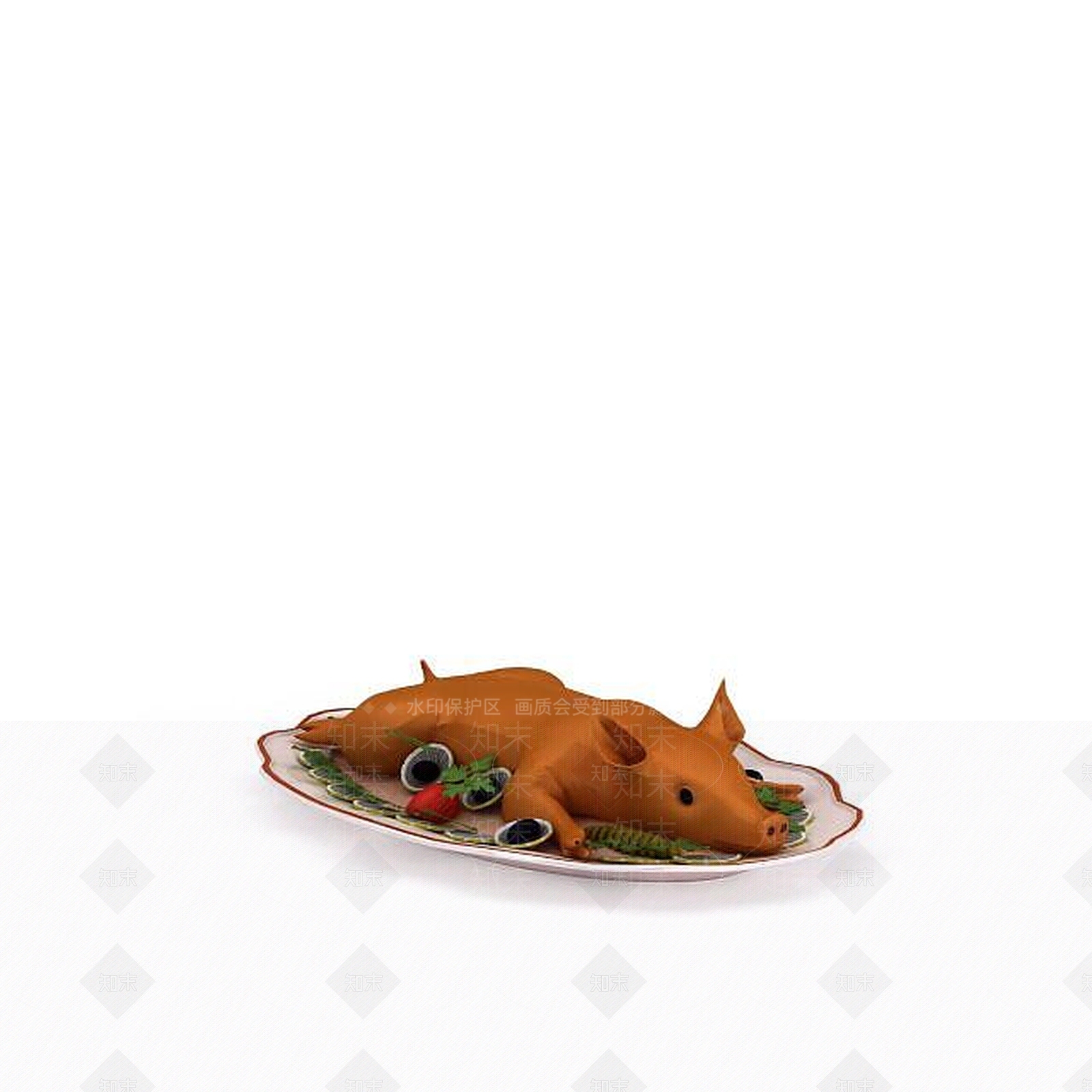 现代餐盘烤乳猪3D模型下载【ID:1199309799】