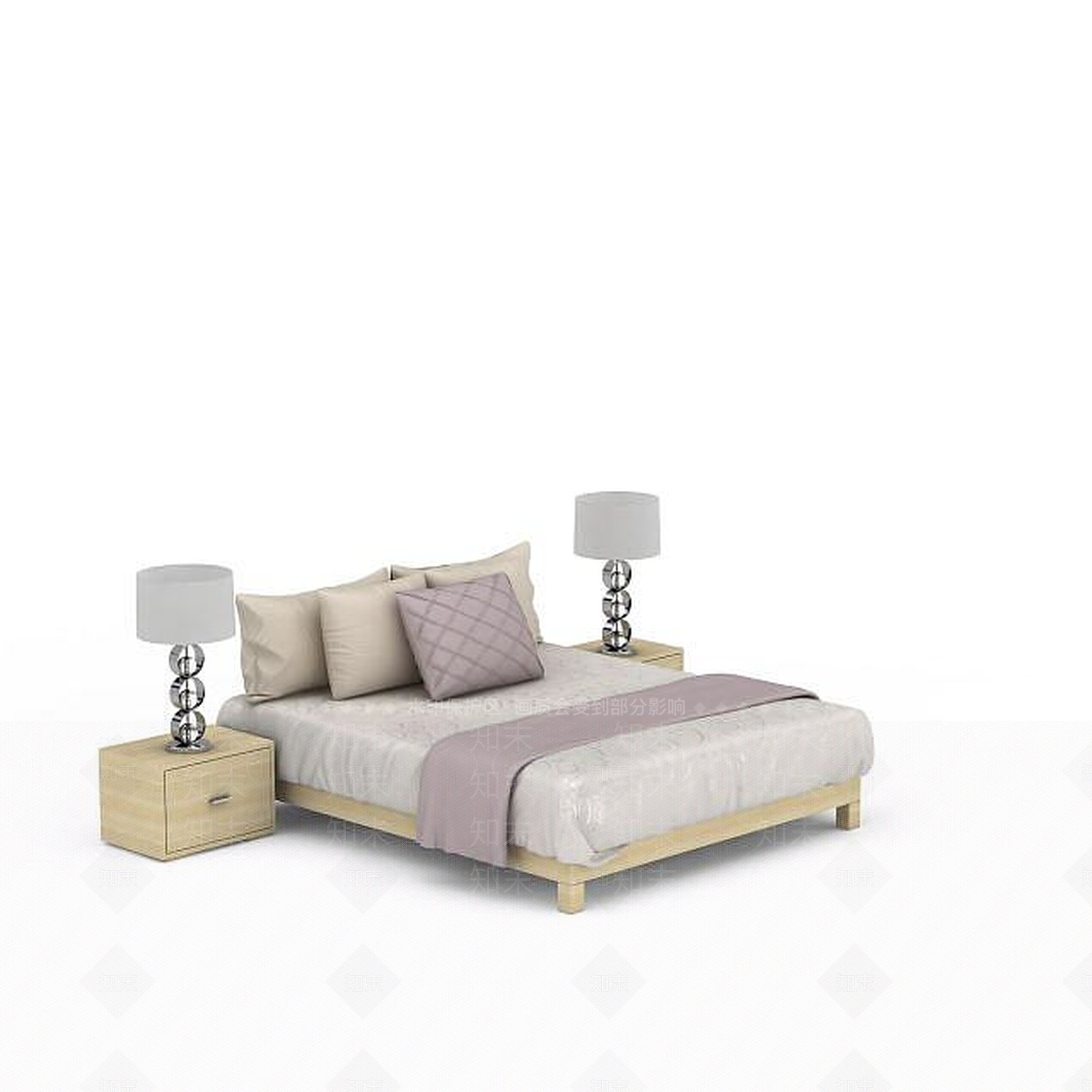 现代木质卧室床具3D模型下载【ID:1199309982】