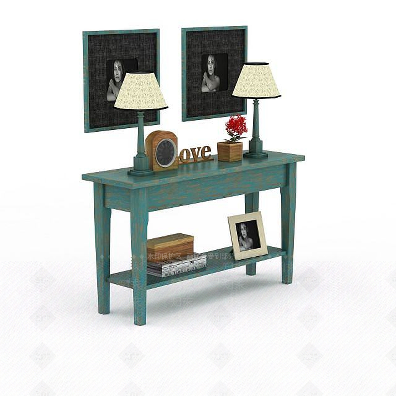 现代书房装饰品3D模型下载【ID:1199314683】