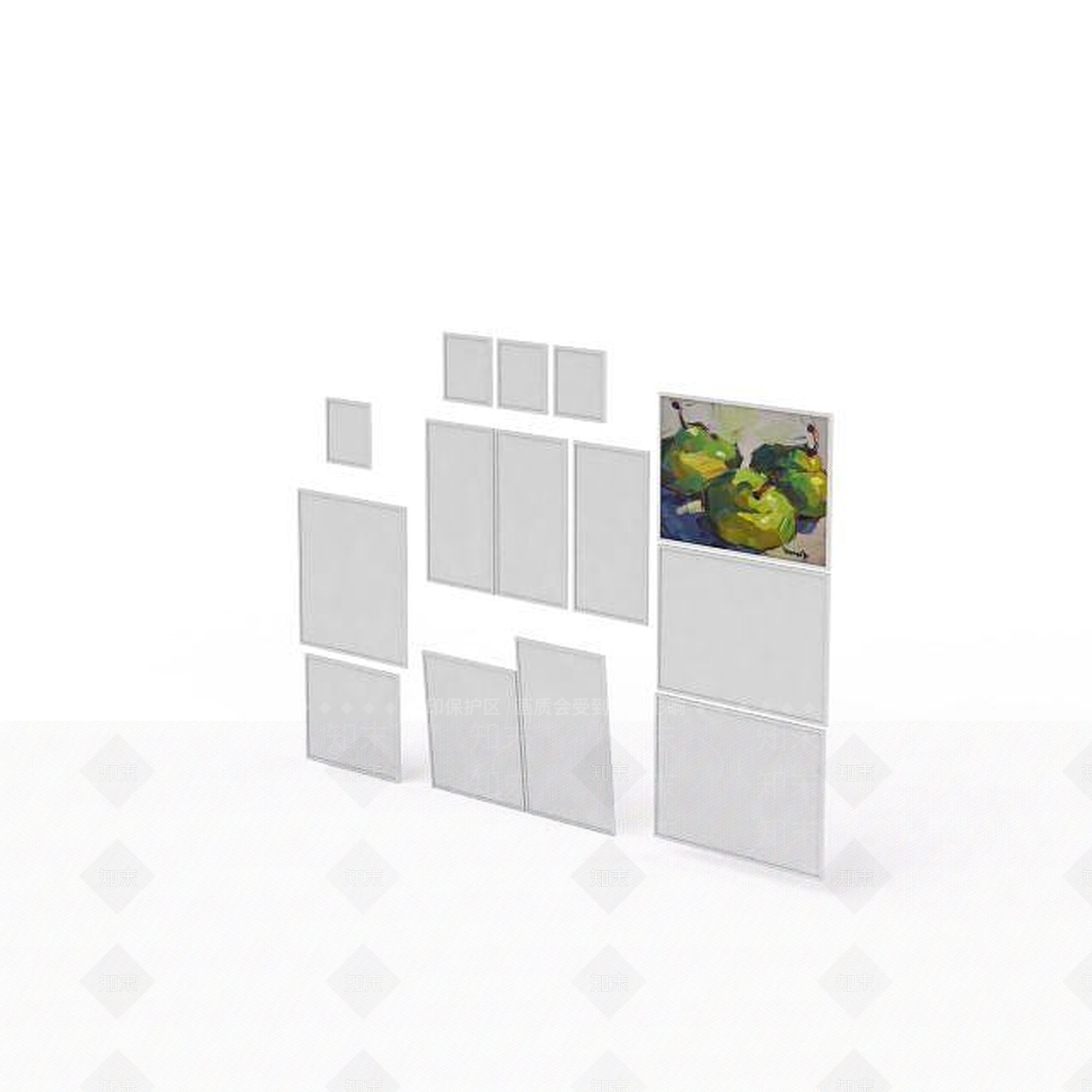 现代手绘墙饰3D模型下载【ID:1199314792】
