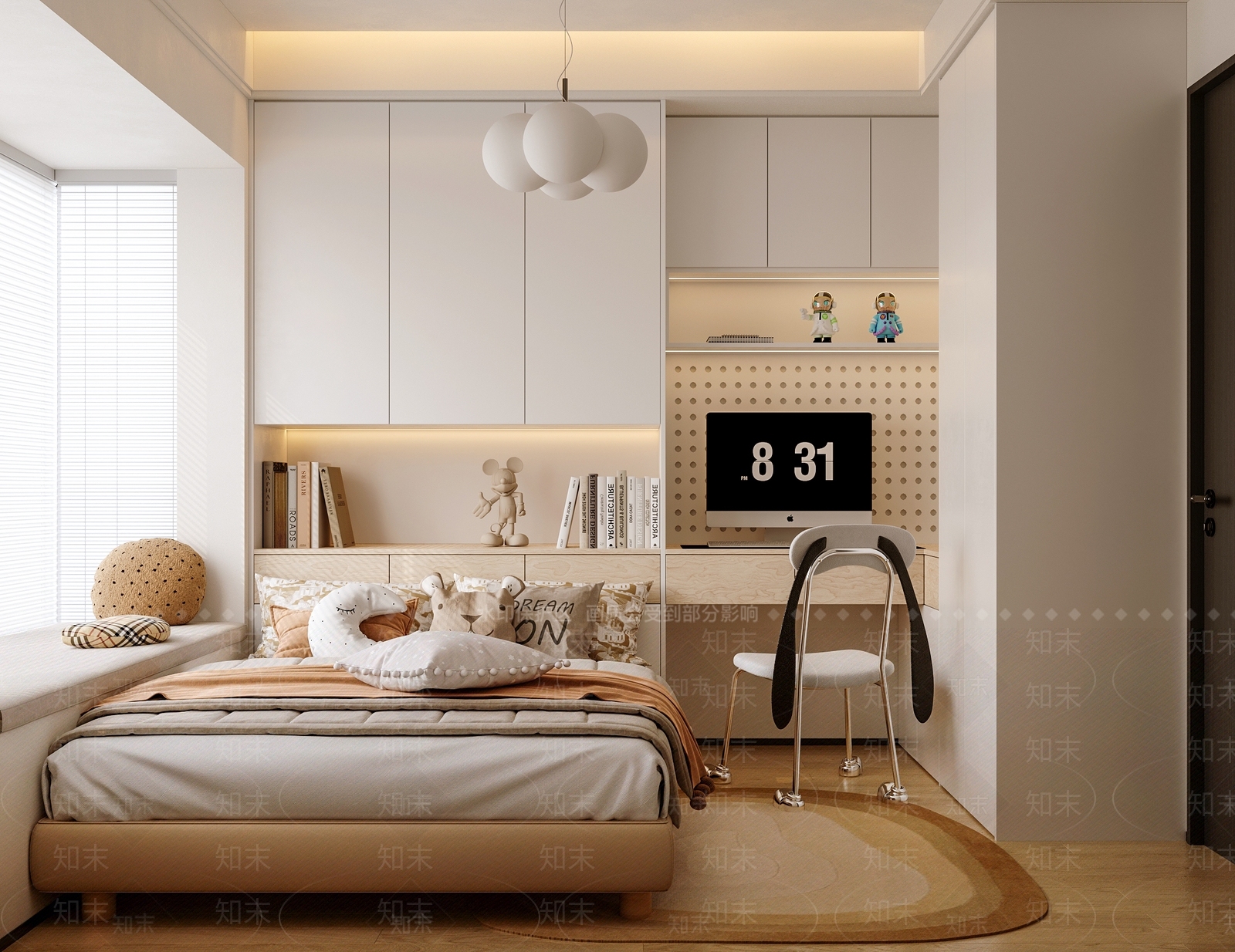 现代奶油男孩房3D模型下载【ID:1199324512】
