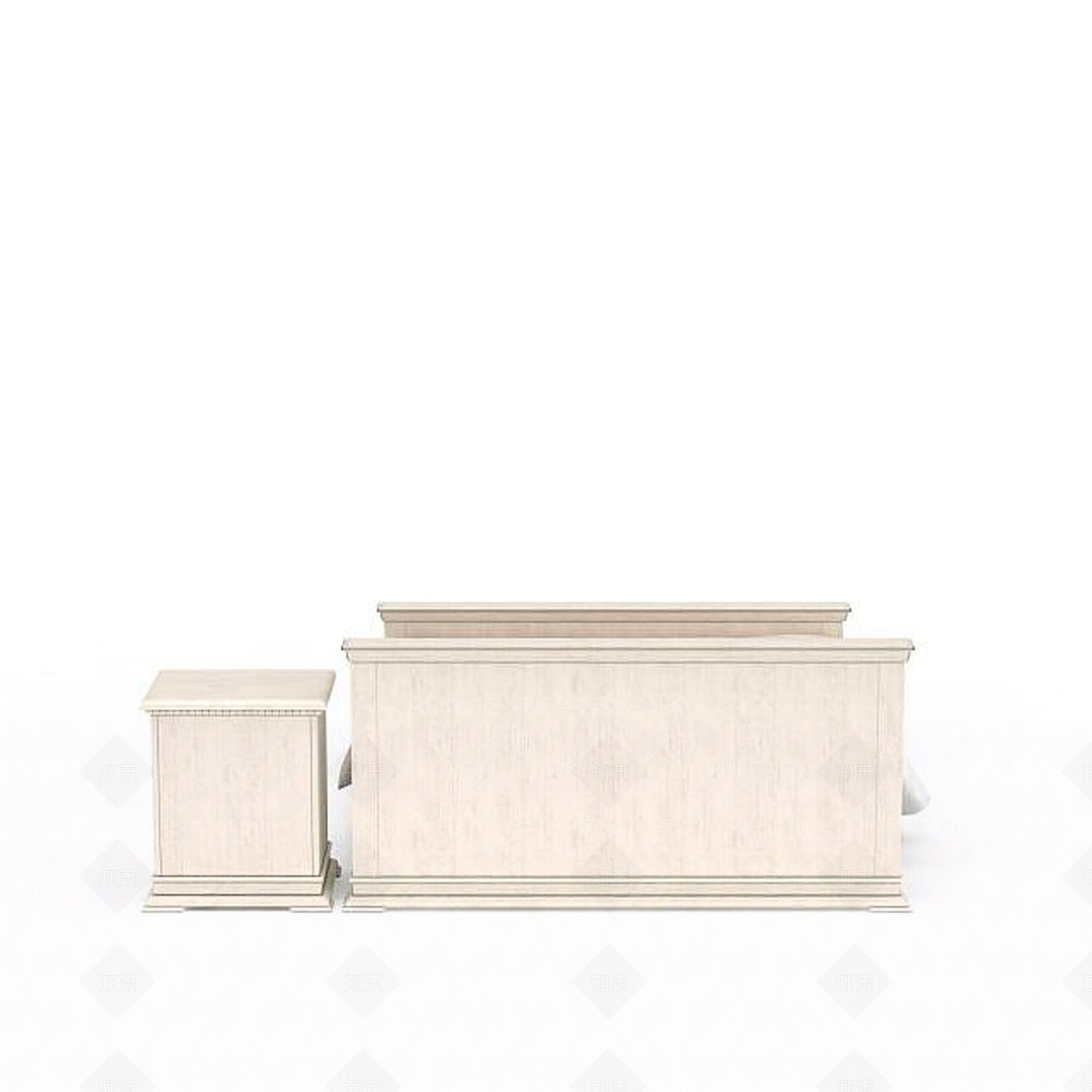 现代木质双人床3D模型下载【ID:1199322581】