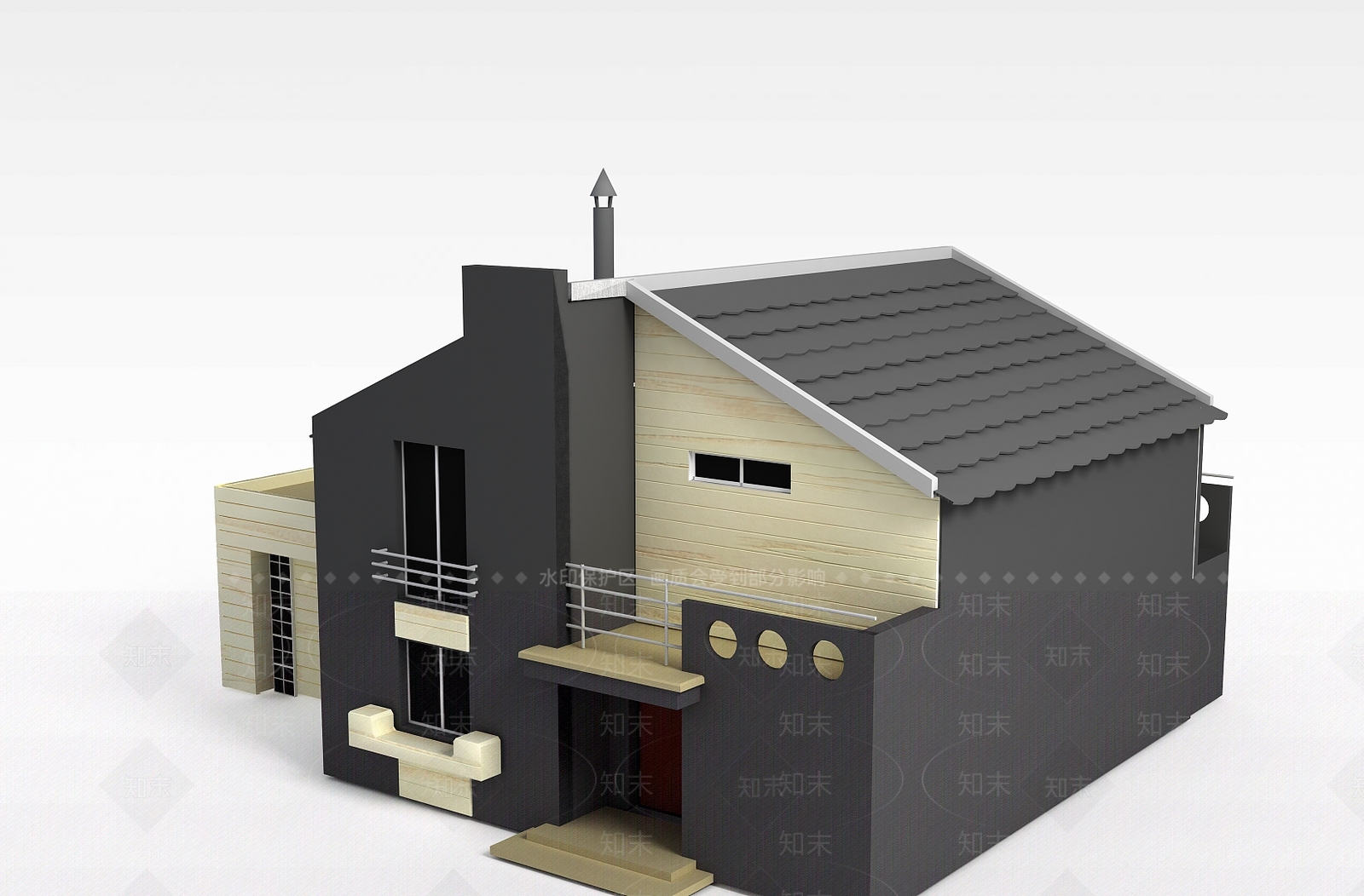 现代双层别墅3D模型下载【ID:1199323087】