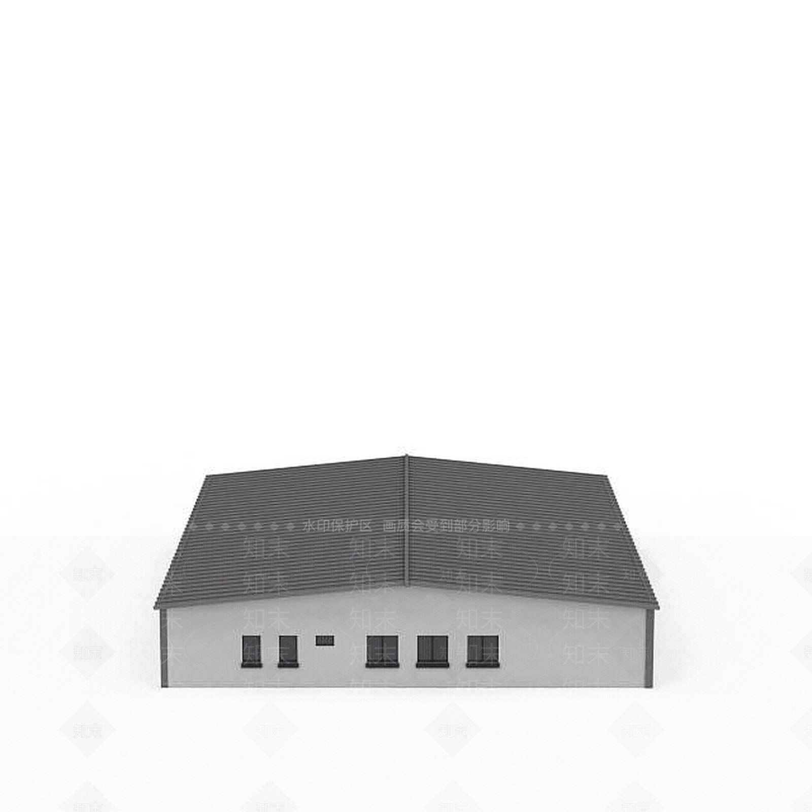 现代大型平房仓库3D模型下载【ID:1199324329】